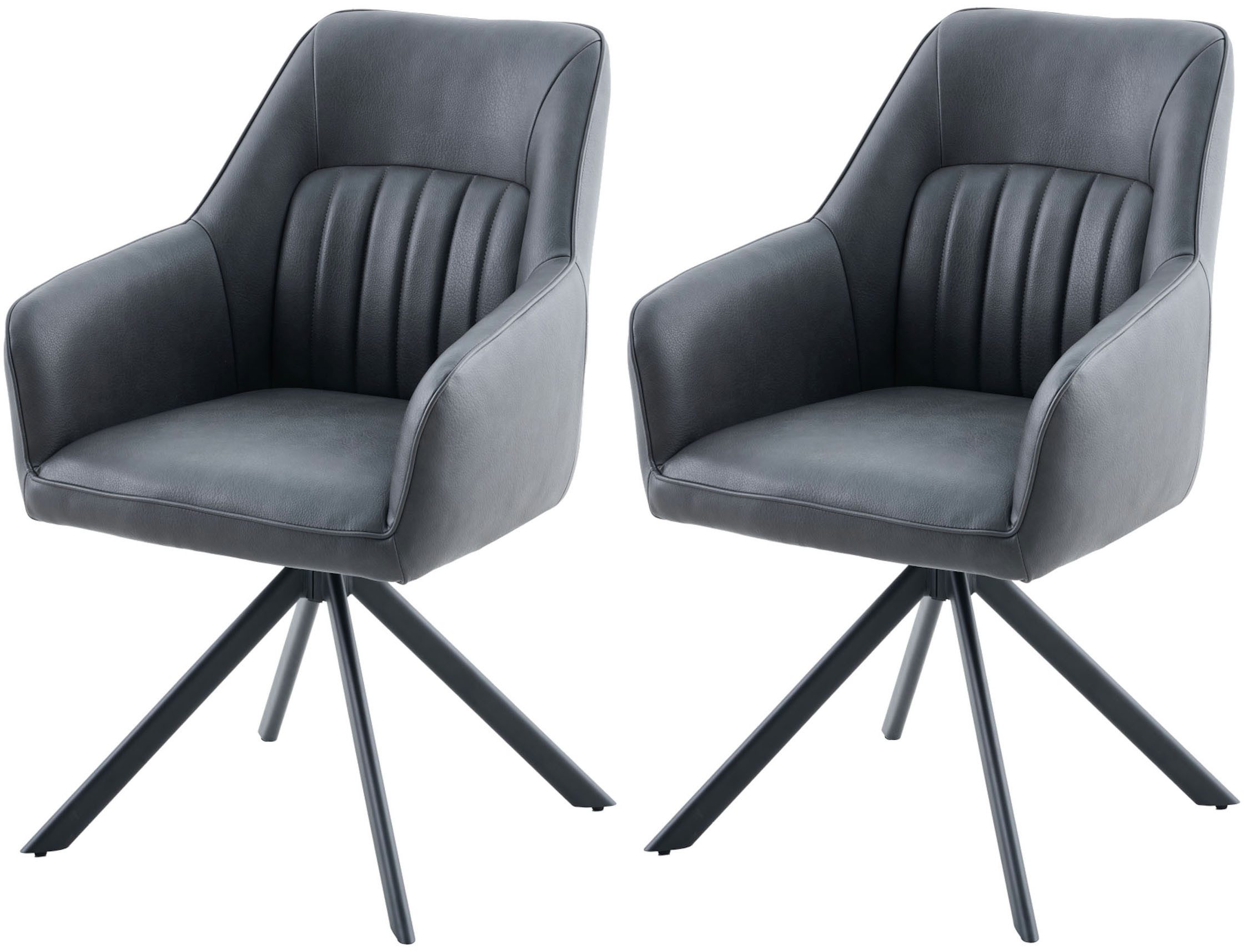 HELA Armlehnstuhl POLINA (Set, 2 St), 4-Fuß, 360° drehbar, Ovalrohrgestell, Armlehnen, Lederoptik