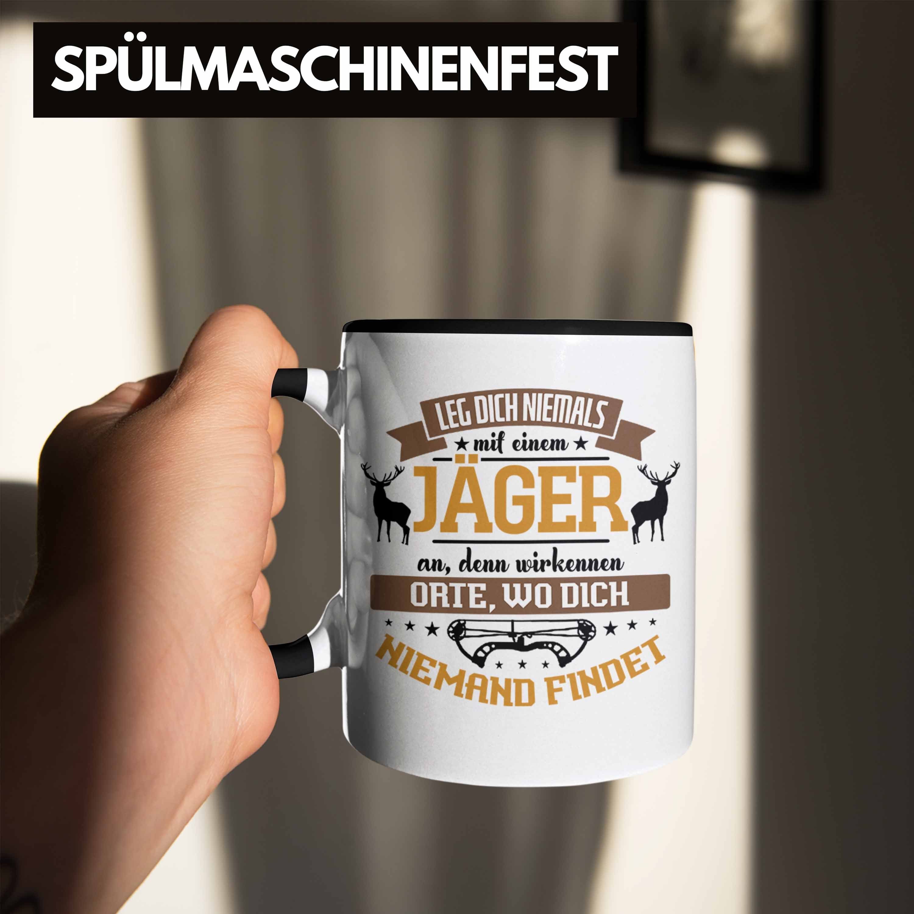 Niemals Jäger Hochsitz! für Mit Tasse Jäger Geschenk Schwarz Lustiges Tasse Dich Leg Trendation