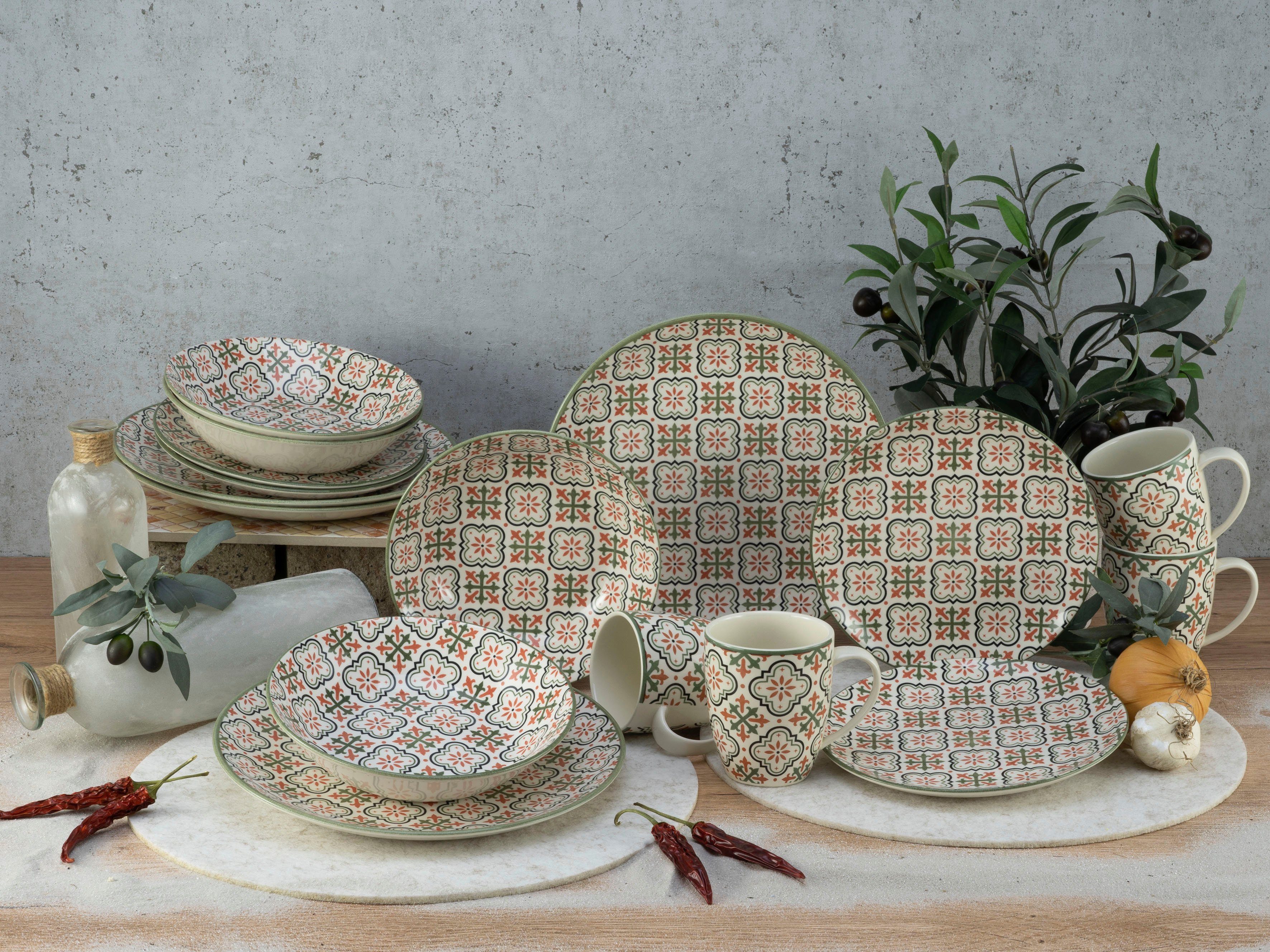 CreaTable Kombiservice Rumi (16-tlg), 4 Steingut, Personen, Stil orientalisch mediterraner