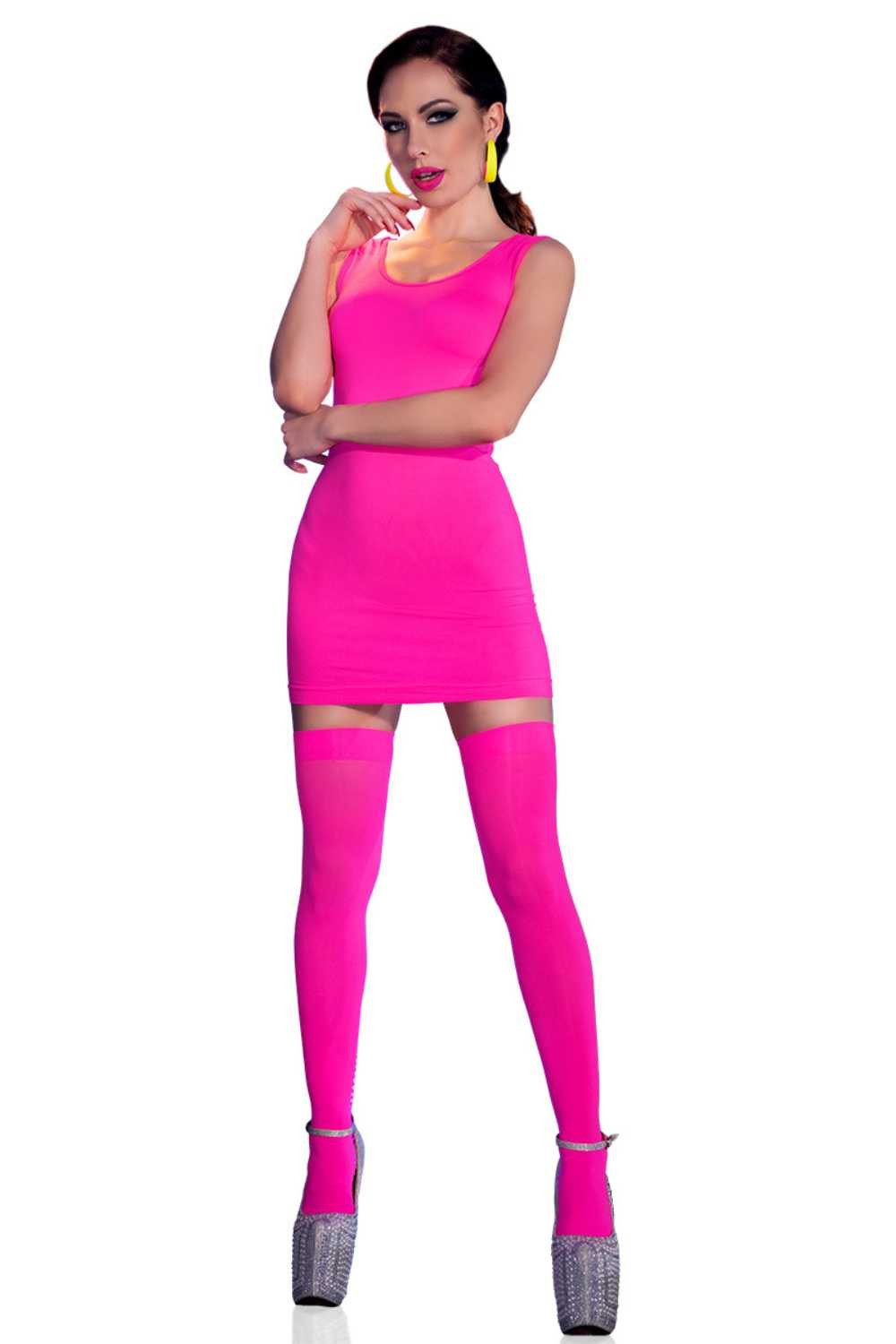 Chilirose Minikleid Minikleid + Strümpfe CR4305 neonpink