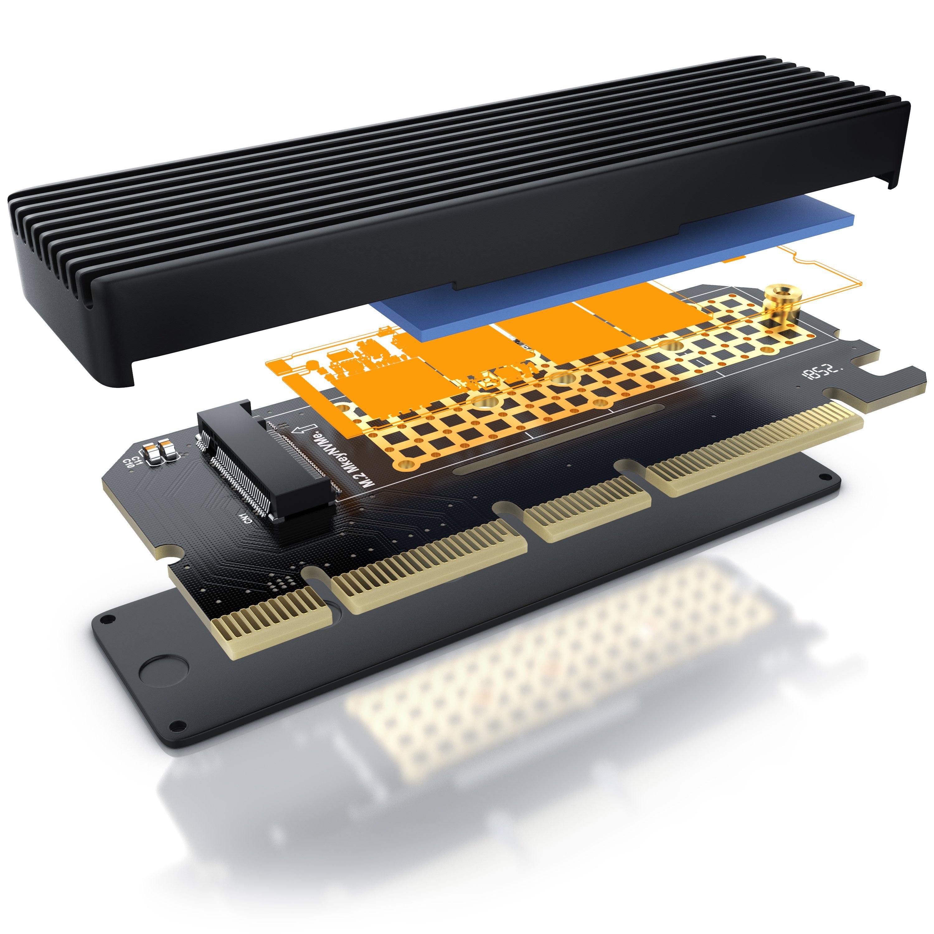 CSL PCIe Adapterkarte für M.2 NVMe SSD Computer-Adapter PCIe zu M.2 (M-Key), PCIe Karte, Erweiterungskarte für M.2 Key-M SSDs, NVMe Standard – Bild 3 von 5