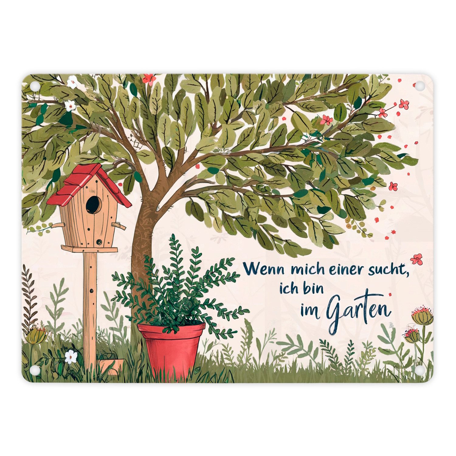 speecheese Metallschild Wenn mich einer sucht ich bin im Garten Metallschild in 15x20 cm