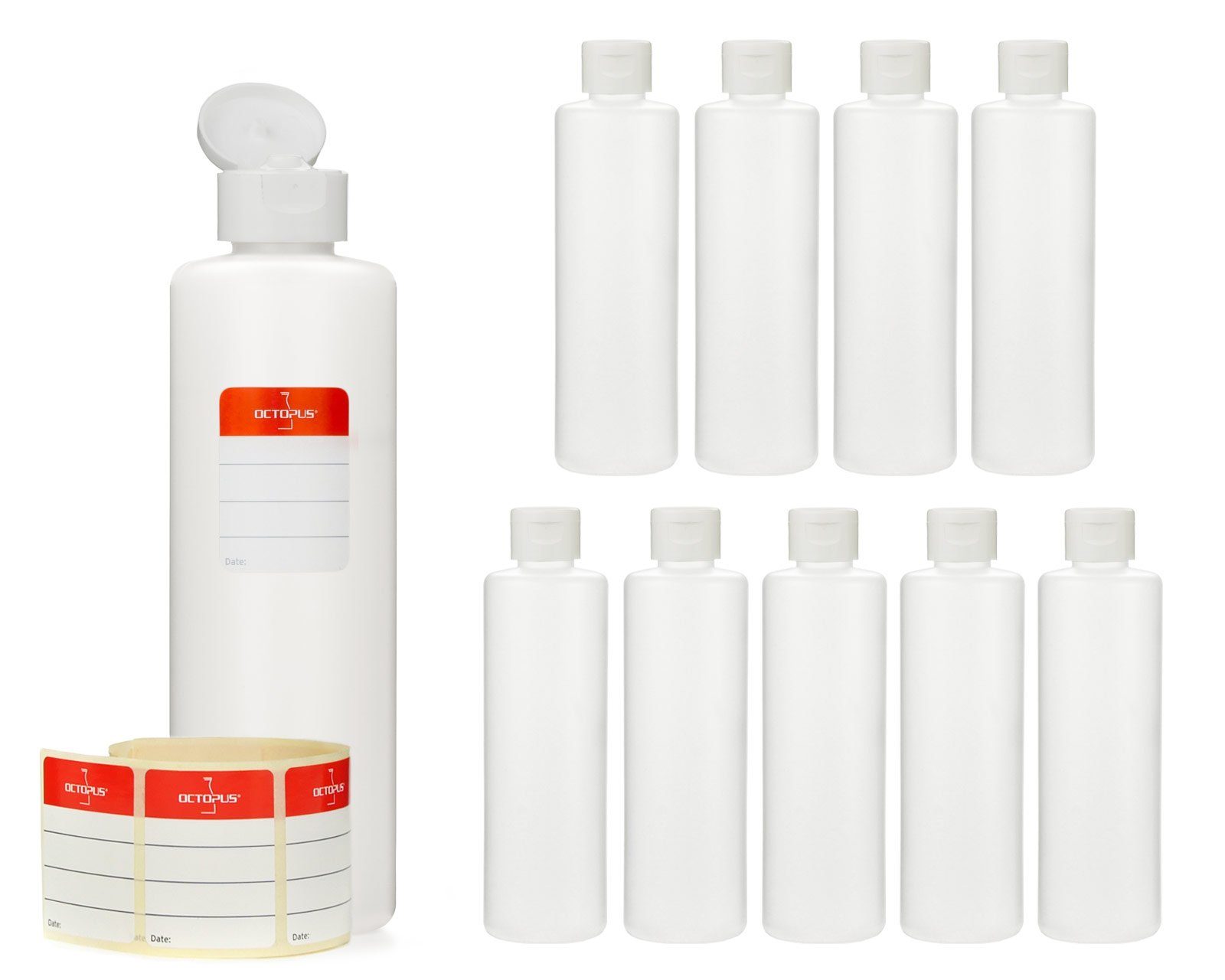 OCTOPUS Plastikflaschen HDPE, aus ml G25, 250 Klappscharnierver natur, 10 Kanister rund St) (10