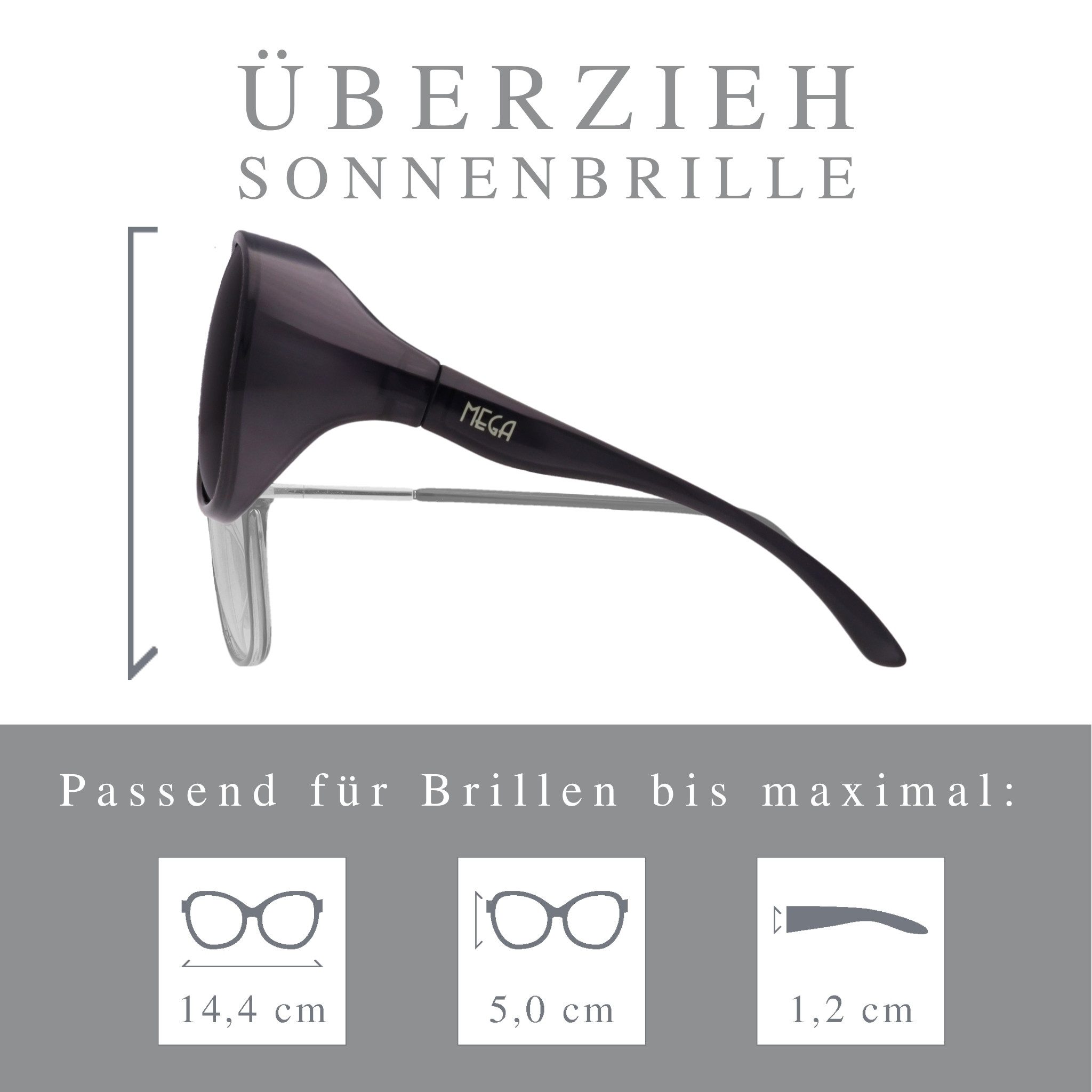 ActiveSol Sonnenbrille Überzieh-Sonnenbrille Mega extra dunkel Kategorie 4 für Brillenträger, polarisiert