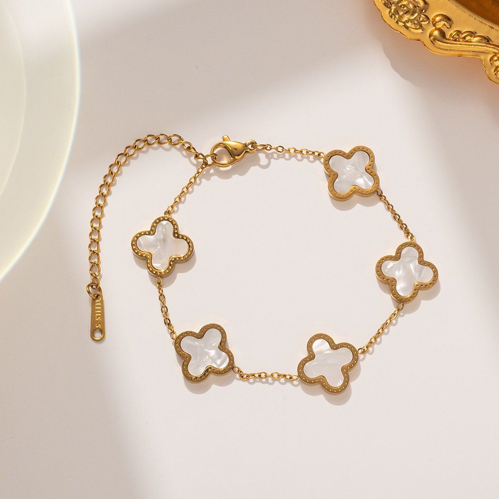 GOLDKLEIN Armband Blume Perlmutt Edelstahl Gold günstig online kaufen