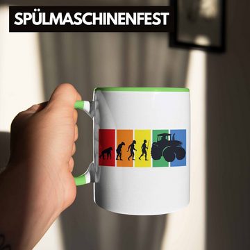 Trendation Tasse Lustige Traktor Tasse Geschenk für Bauer Landwirt Evolution Grafik