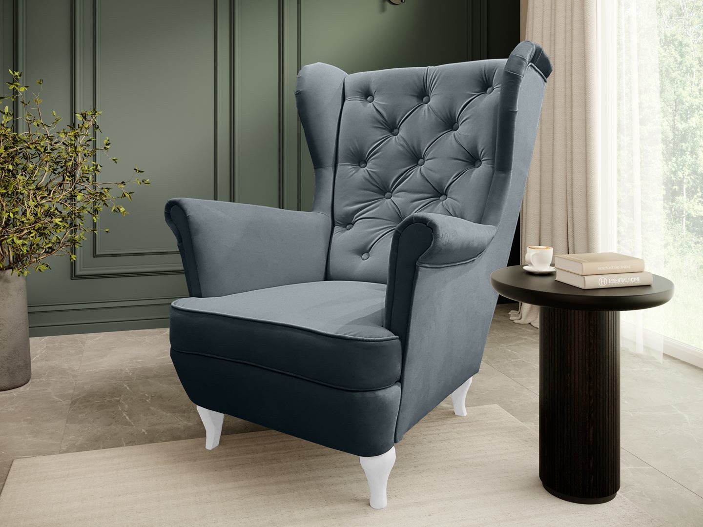 Beautysofa Ohrensessel Sessel FALCO Chesterfield Wohnzimmersessel Fernsehsessel