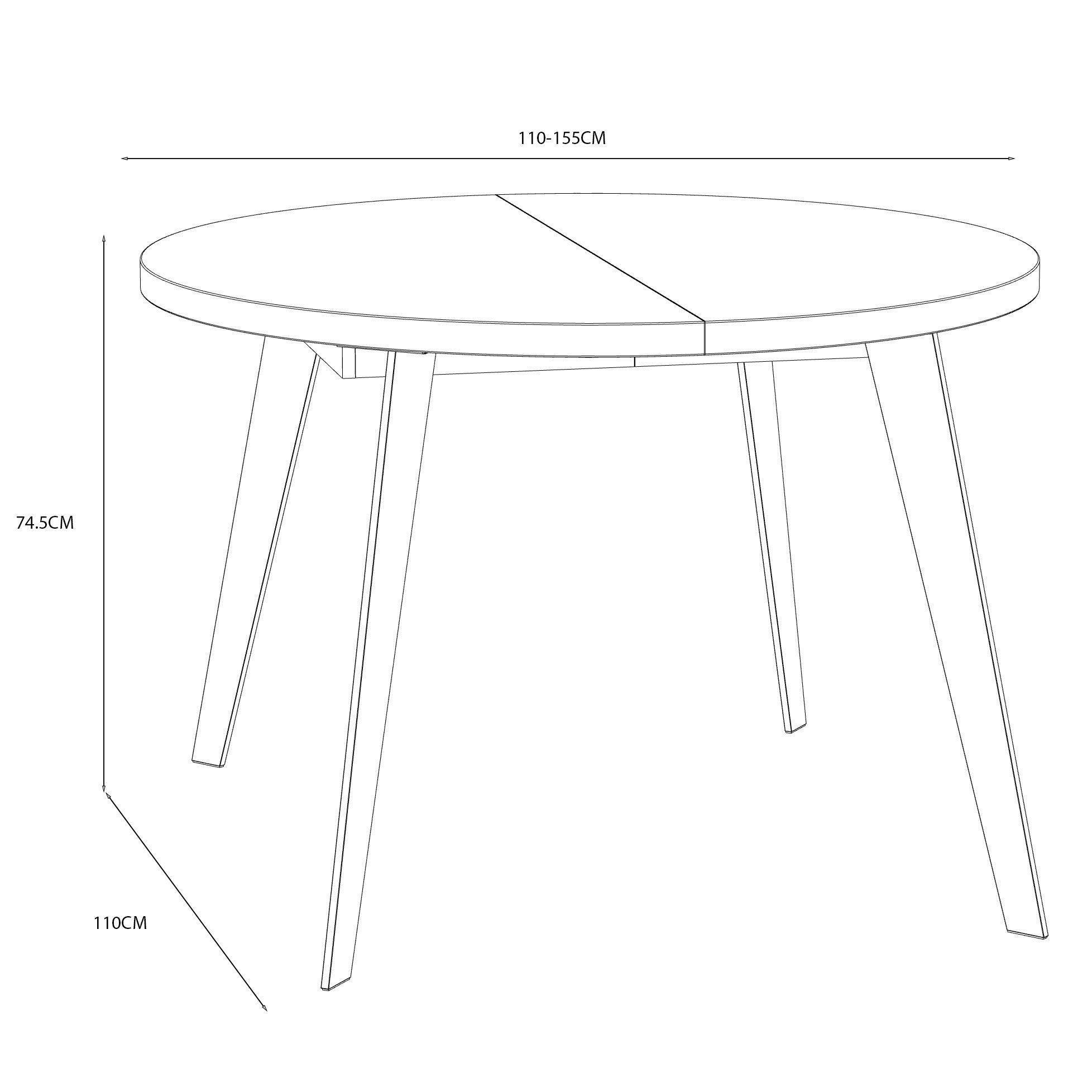 Newroom Esstisch Schwarz 110 cm, Esstisch Schwarz Modern Ausziehbar Tisch Esszimmer