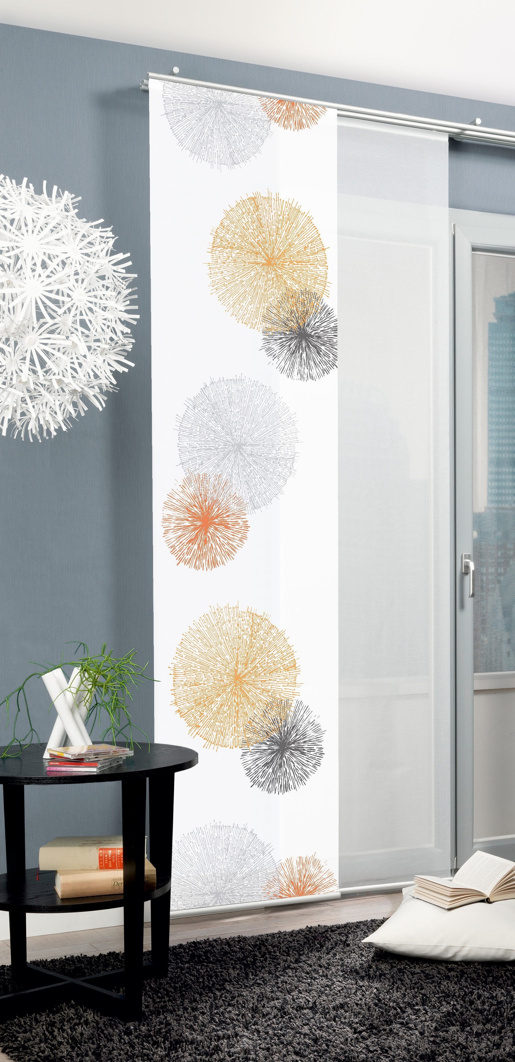 Schiebegardine RAWLINS, HOME St), (1 HxB: orange Klettband Befestigungszubehör 245x60, WOHNIDEEN, blickdicht, inkl