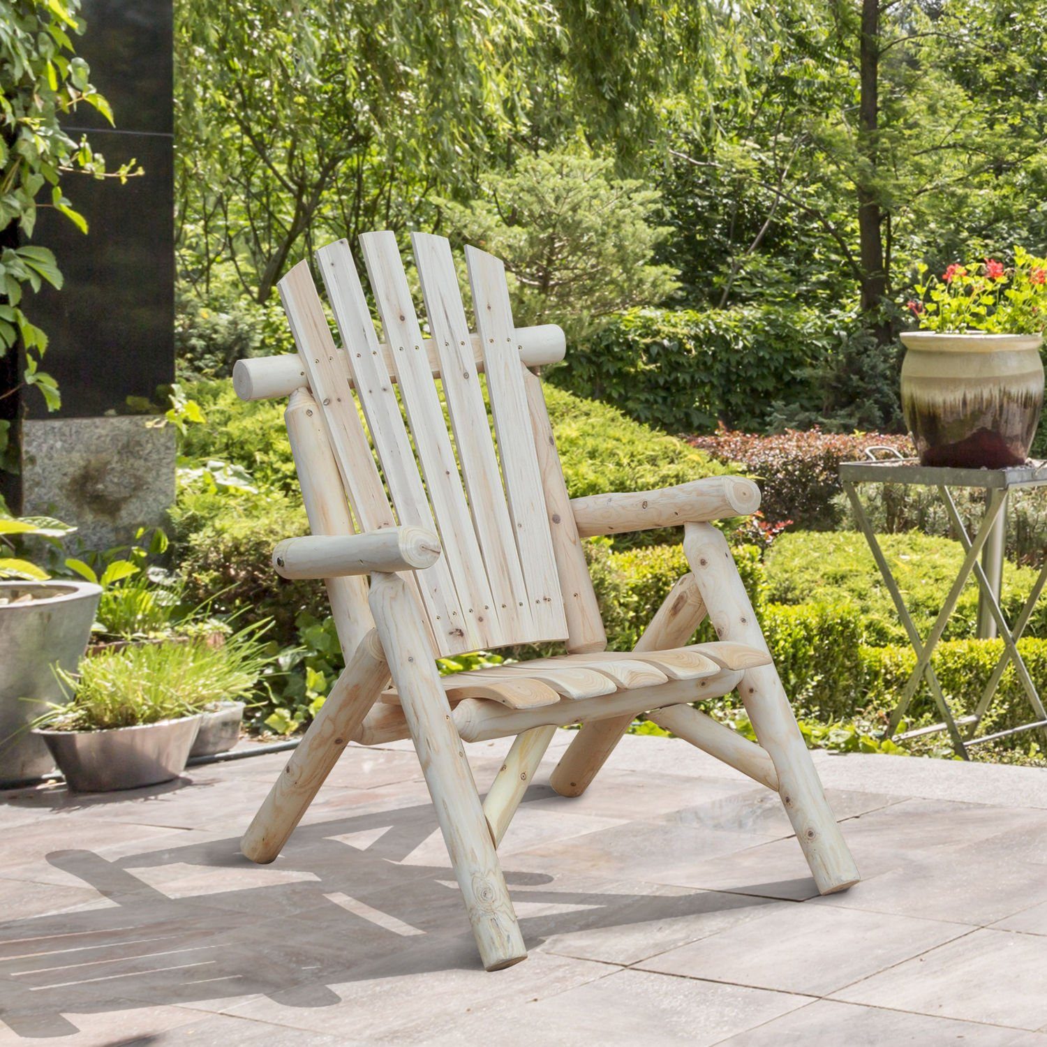 Outsunny Gartenstuhl Holzstuhl Hochlehner mit Armlehne günstig online kaufen