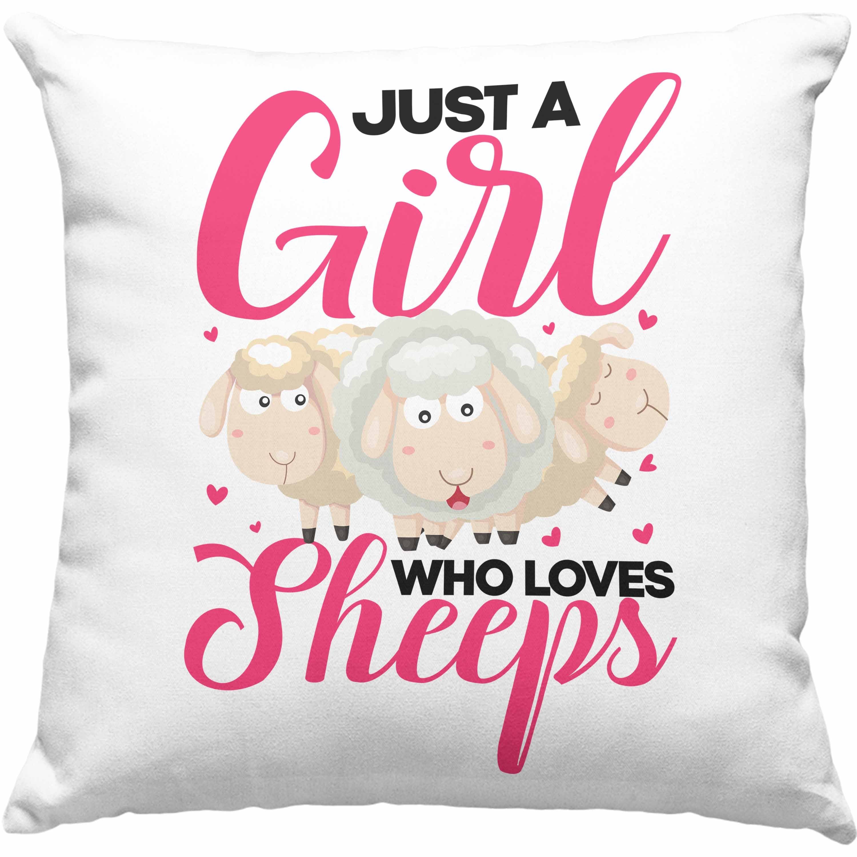 Dekokissen - mit Sheeps Spruch Dekokissen Trendation Grau Füllung Schaafe Girl A 40x40 Kissen Who Just Trendation Geschenk Loves