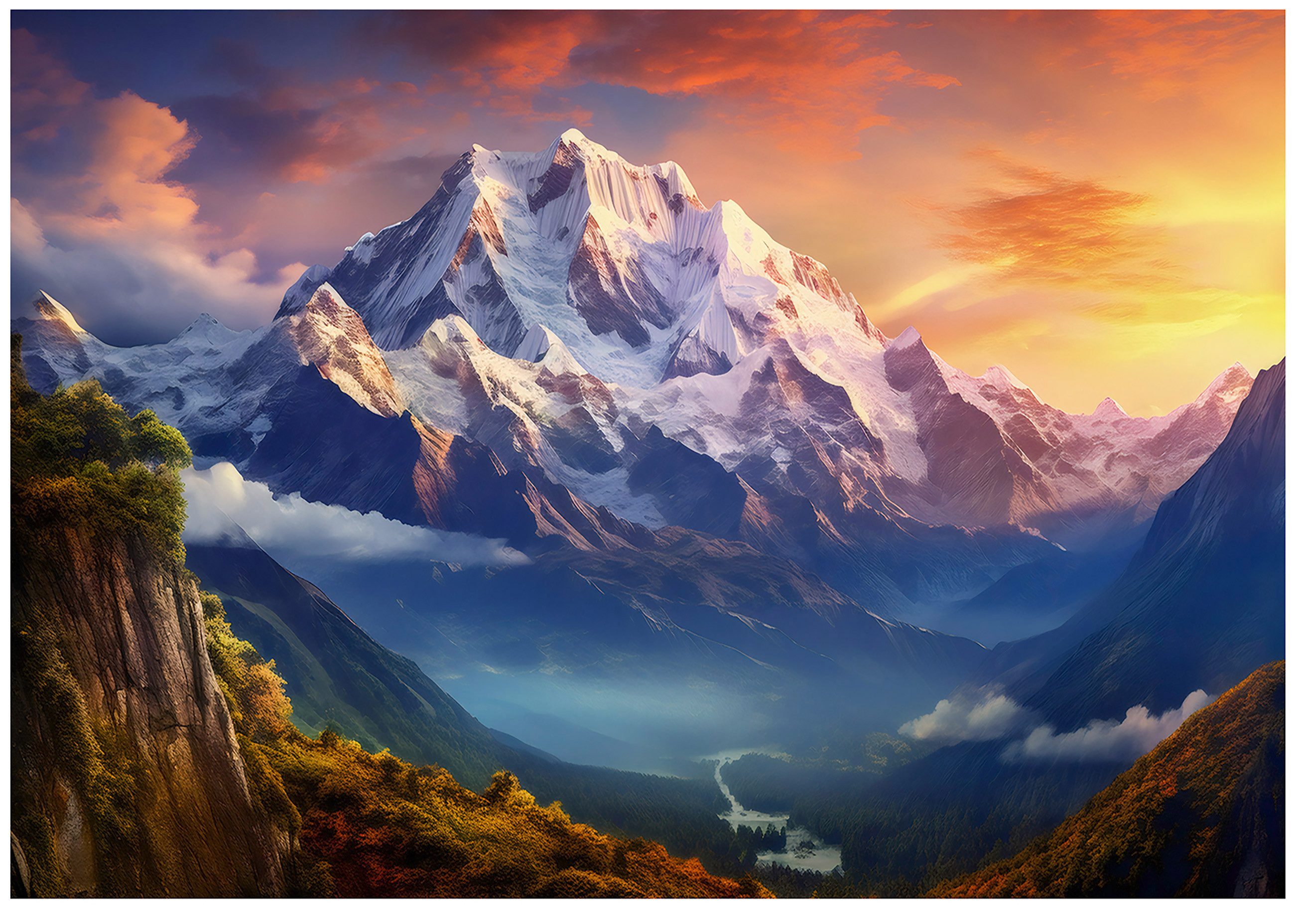 Wallarena Fototapete Gebirge Natur Orange Vlies Tapete Wohnzimmer Schlafzimmer Wandtapete, Glatt Vlies oder Struktur Vinyl, Gebirge, Natur, Orange, (Vlies Fototapete, Vlies Fototapete), Vliestapete schwarz Wohnzimmer Schlafzimmer Küche Tapete + Kleister