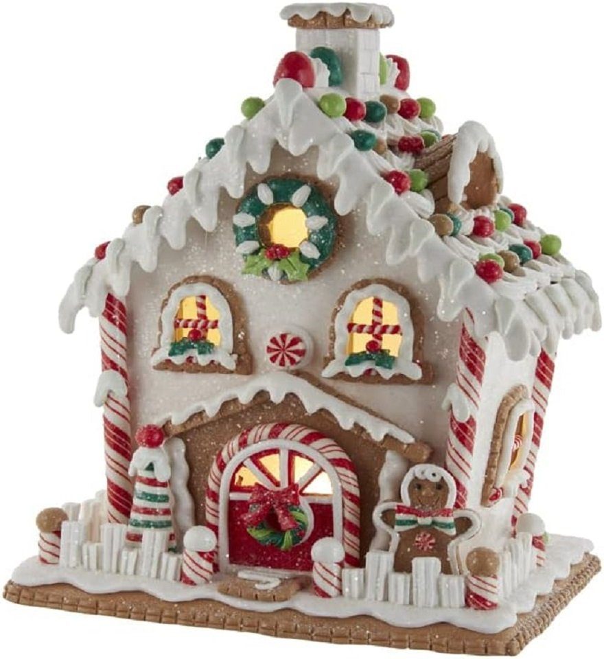 Dekofigur Kurt Adler GBJ0031 - LED Lebkuchenhaus weiß, -26 cm-