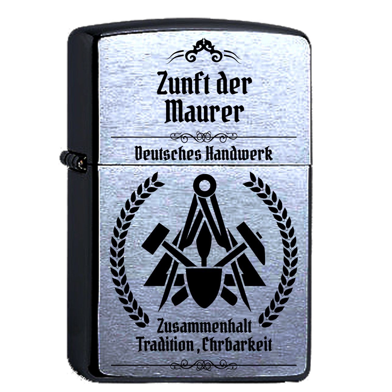 Feuerzeuge Zippo Feuerzeug mit Gravur Maurer Zunftzeichen Chrome Brushed Handwerk