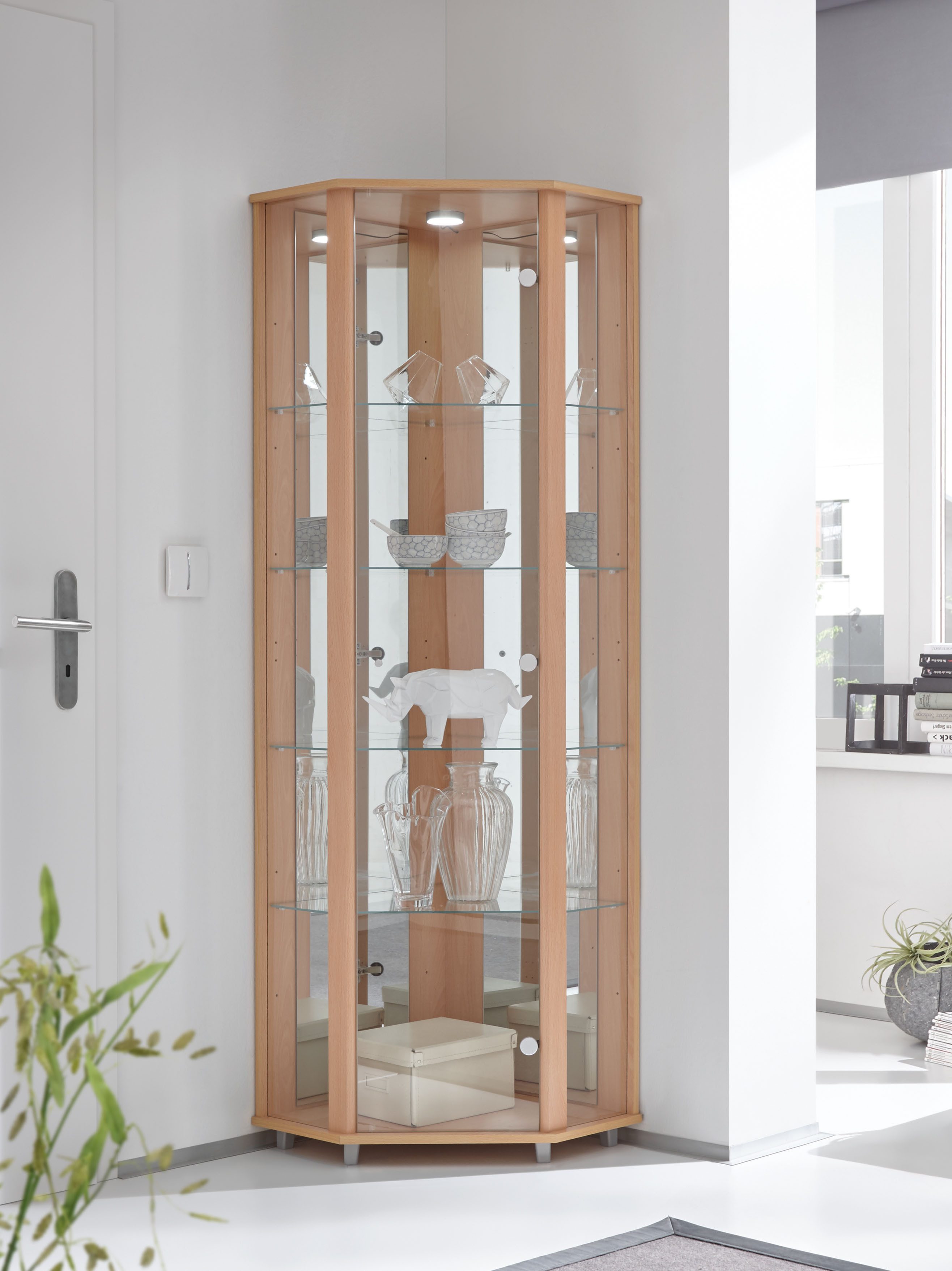 fif möbel Eckvitrine TRIO Höhe ca. 172 cm, ink. Beleuchtung Eckvitrine/Glas günstig online kaufen