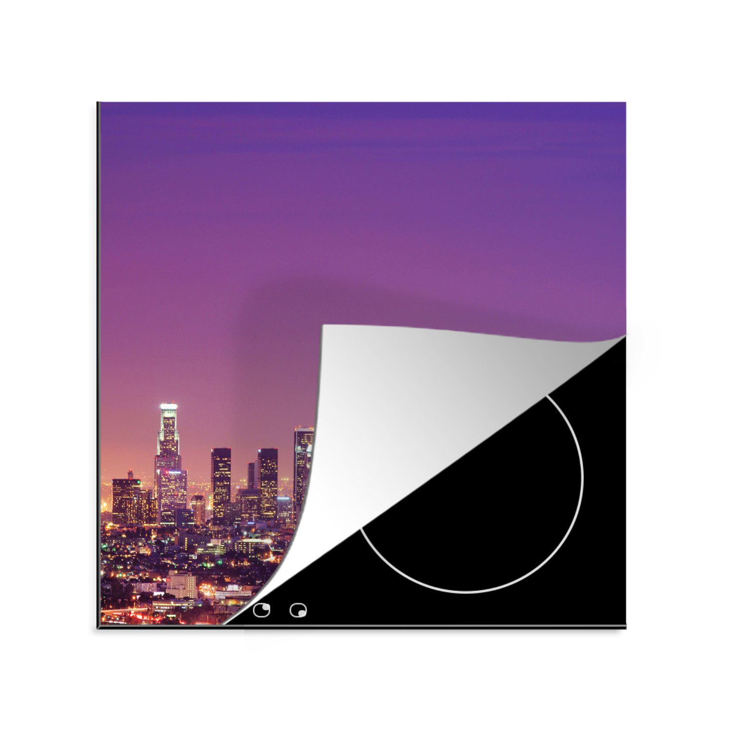MuchoWow Herdblende-/Abdeckplatte Los Angeles - Skyline - Abend, Vinyl, (1 tlg), 78x78 cm, Ceranfeldabdeckung, Arbeitsplatte für küche