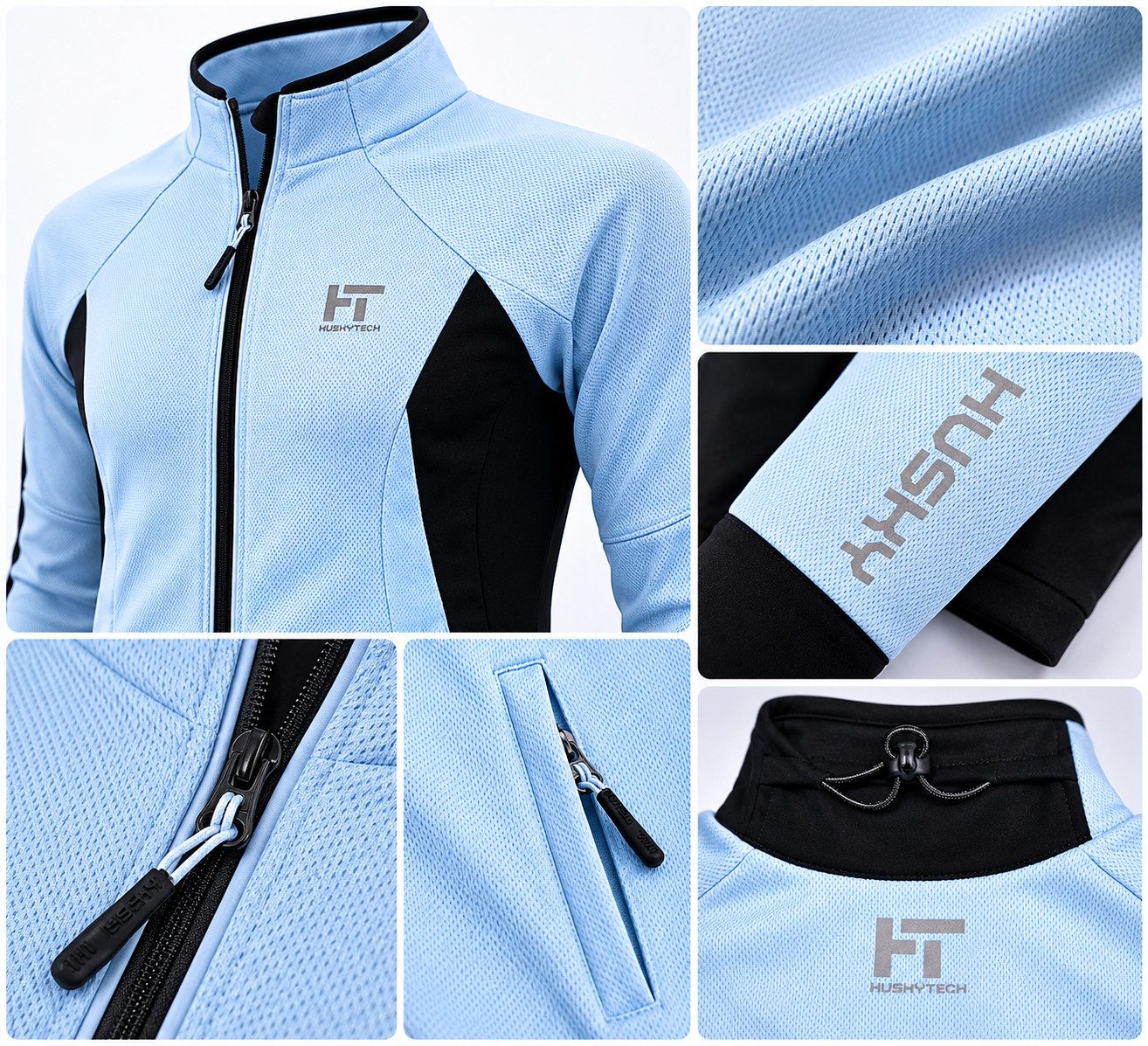 Husky Funktionsjacke Outdoor Damen BLIZZ Sportjacke Wanderjacke Trekking hellblau Gr. L verstellbarer Stehkragen, hohe Bewegungsfreiheit