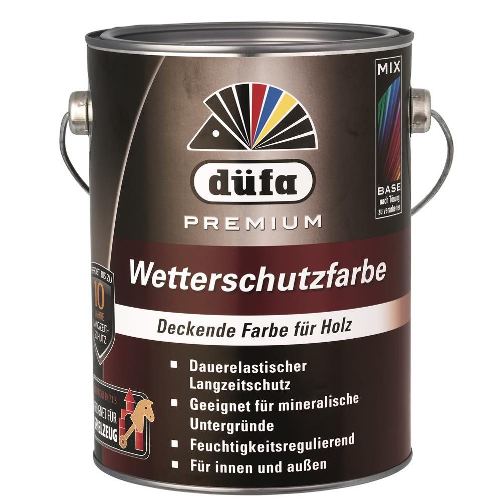 düfa Wetterschutzfarbe Premium Dauerschutzfarbe 2,5 l Holzfarbe Holzlack verschiedene Цвета, Langzeitschutz und hoch witterungsbeständig