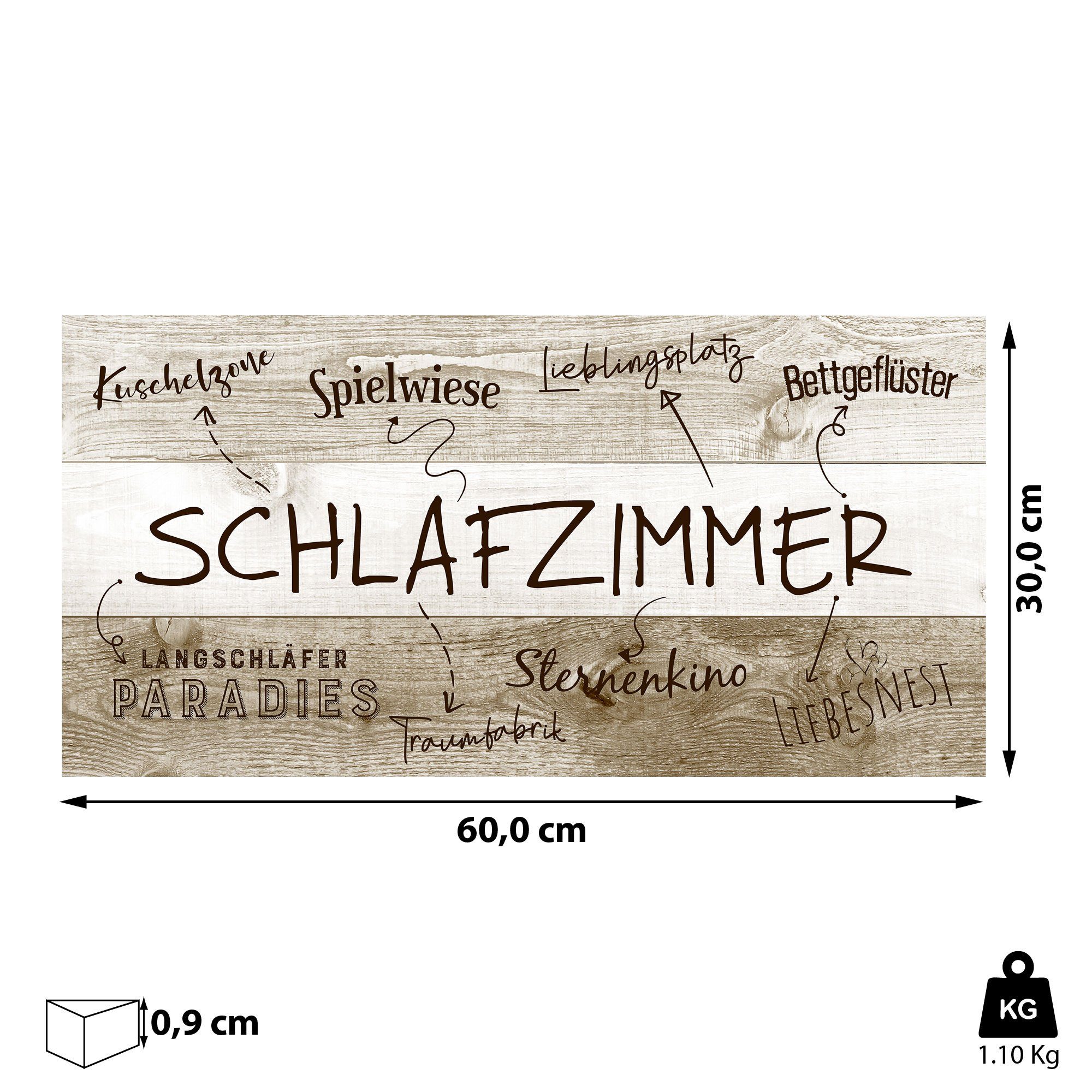CEPEWA Kunstdruck Plankenschild Schlafzimmerregeln Wandbild, Schlafzimmerre günstig online kaufen