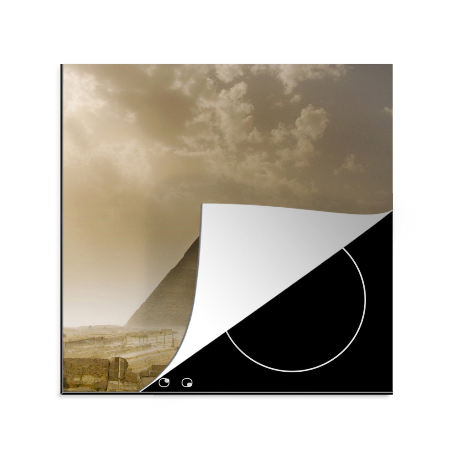 MuchoWow Herdblende-/Abdeckplatte Sphinx in für Arbeitsplatte cm, 78x78 Sandsturm, einem Vinyl, tlg), (1 küche Ceranfeldabdeckung
