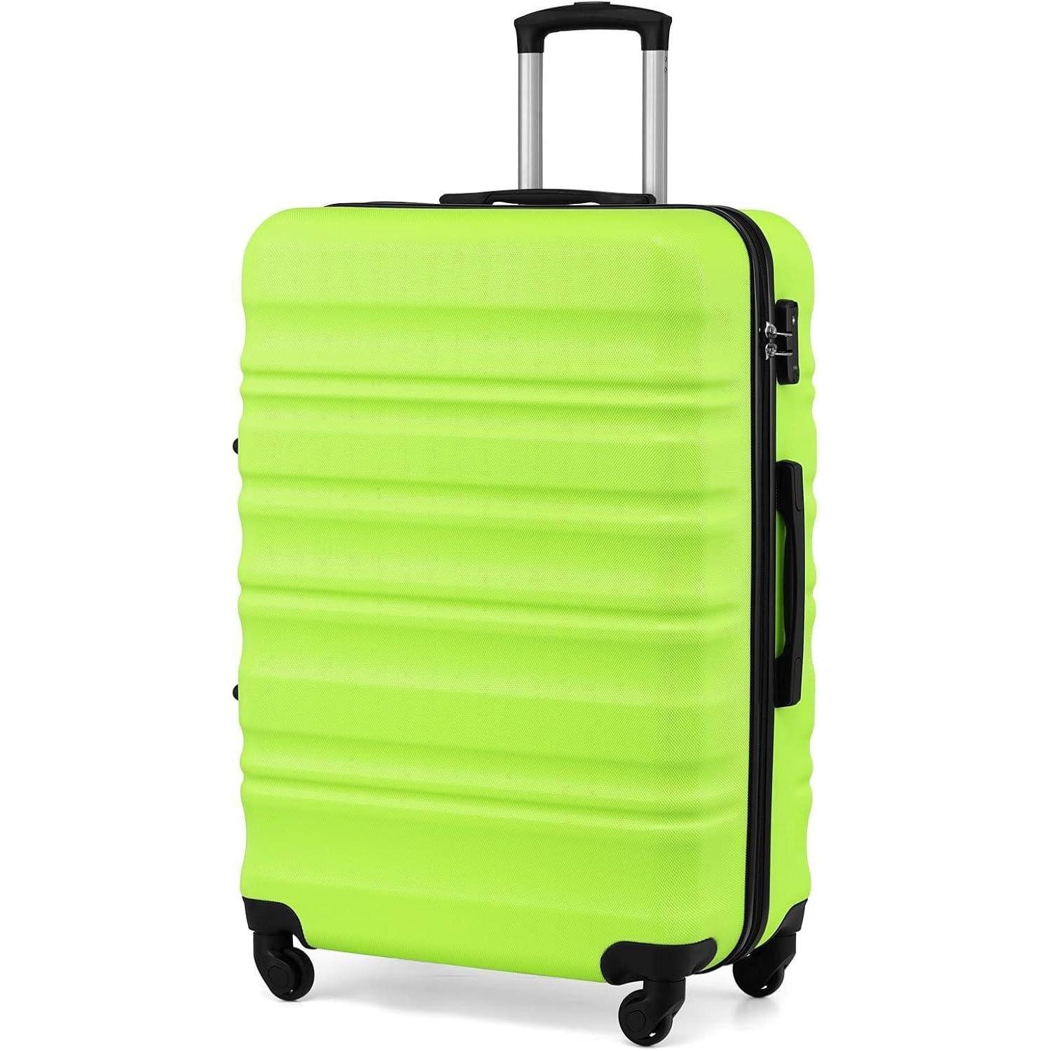LuxusKollektion Hartschalen-Trolley Hartschalen-Koffer Trolley Rollkoffer mit TSA-Schloss 4 Rollen Grün