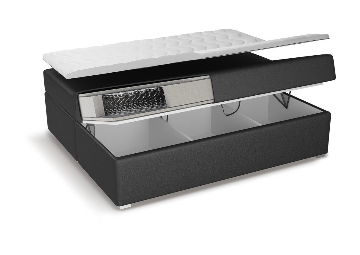 Möbel für Dich Boxspringbett Milano2 mit hochklappbaren Bettkästen, mit LED-Licht