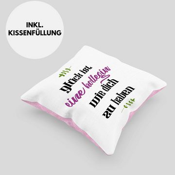 Trendation Dekokissen Trendation - Glück Ist Eine Kollegin Wie Dich Zu Haben Kissen Geschenk Beste Kollegin Der Welt Spruch Dekokissen mit Füllung 40x40