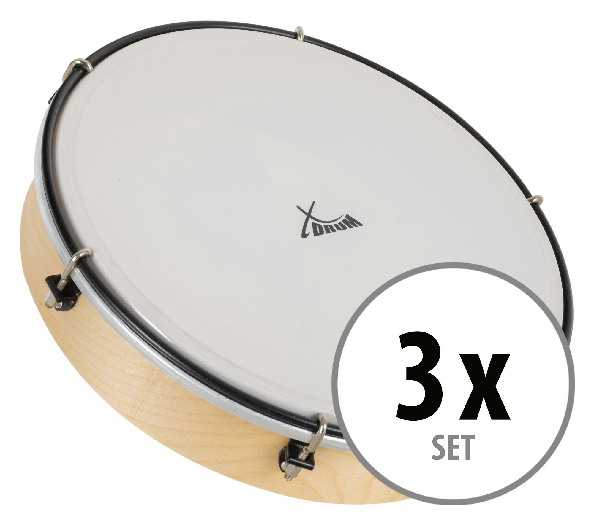 XDrum Handtrommel HTM-10K 10 Zoll Kunststoff-Fell Handtrommeln 3er-Set, 3-St., 10 Zoll Kunststoff-Fell Trommeln im 3er-Set