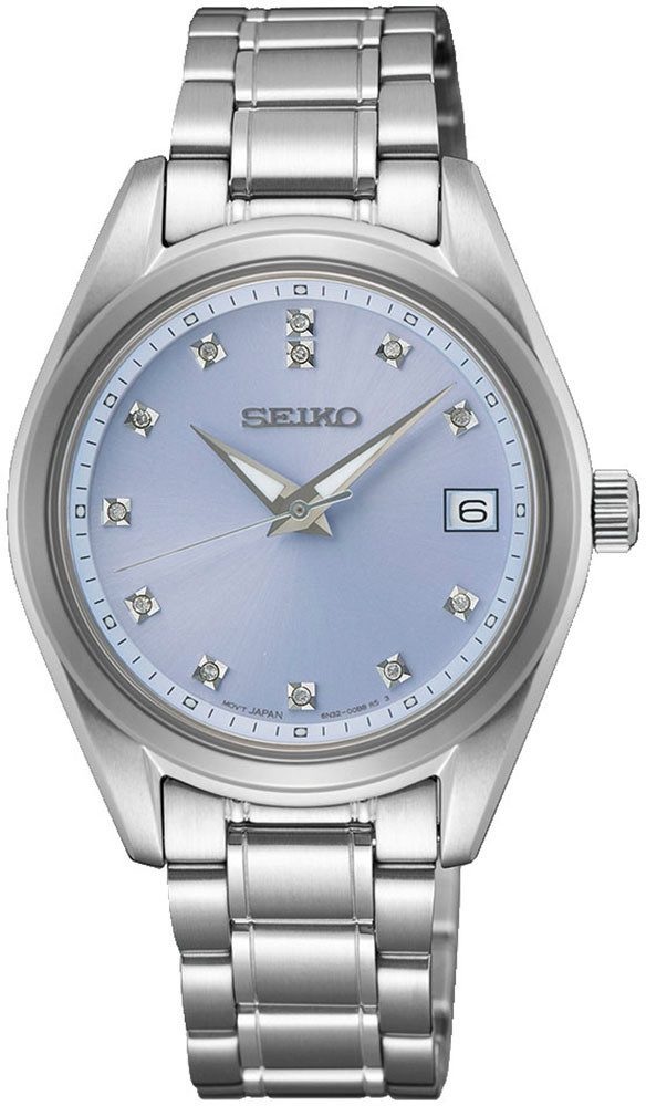 Seiko Quarzuhr SUR581P1, Armbanduhr, Damenuhr, Edelstahlarmband, Datum, Saphirglas