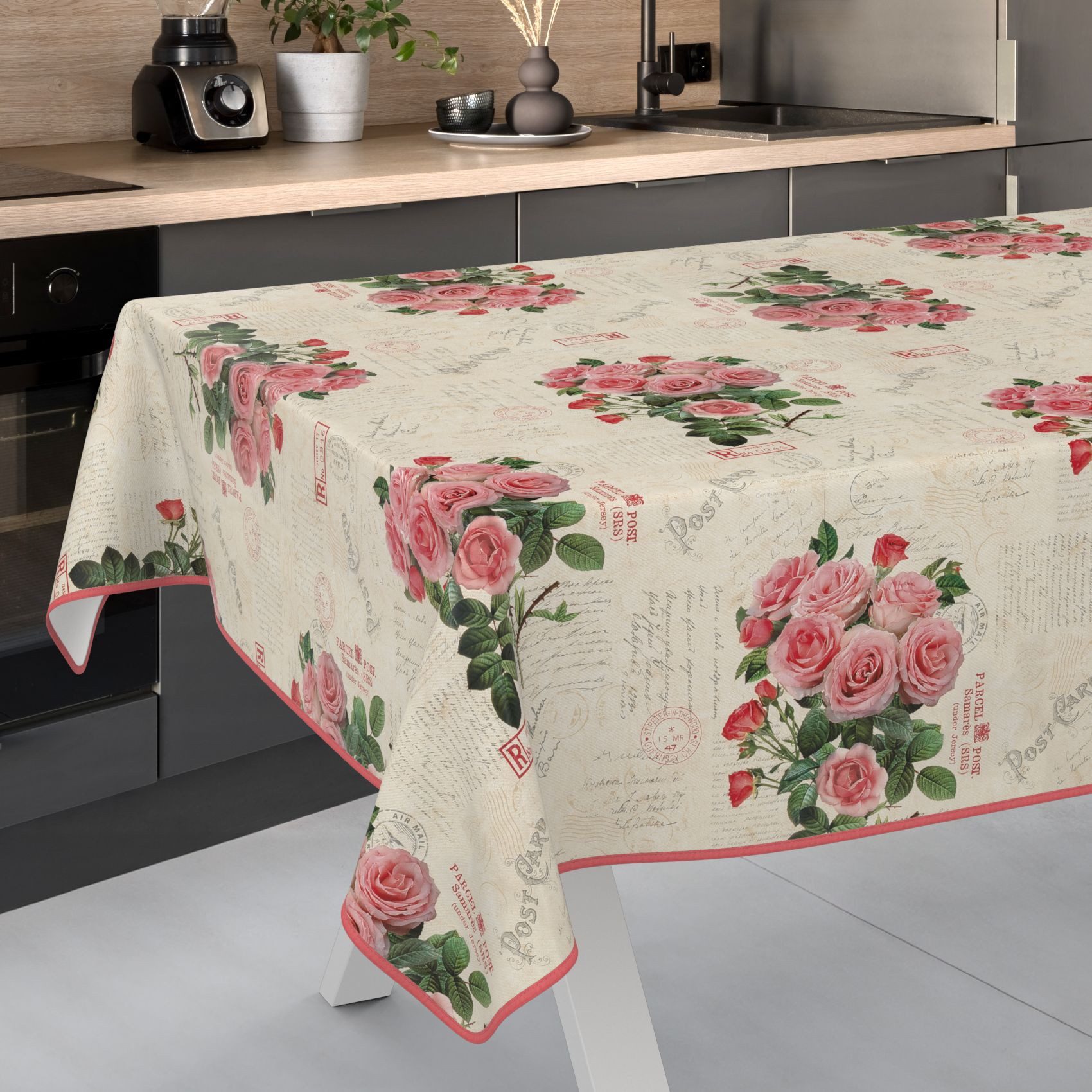 ANRO Tischdecke Wachstuch abwaschbar Postkarte Rosen günstig online kaufen