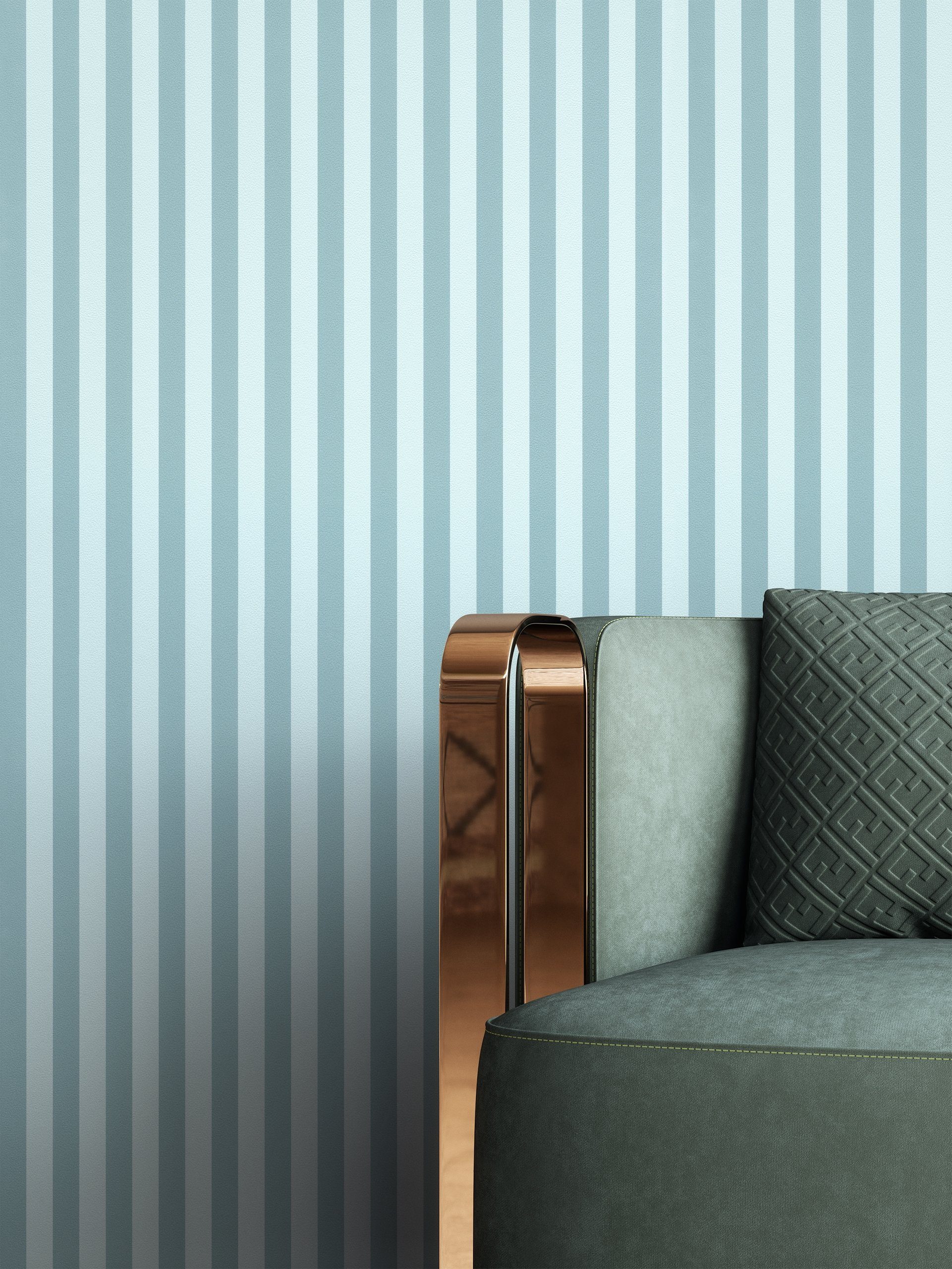 Newroom Vliestapete, Blau Tapete Landhaus Steifen günstig online kaufen