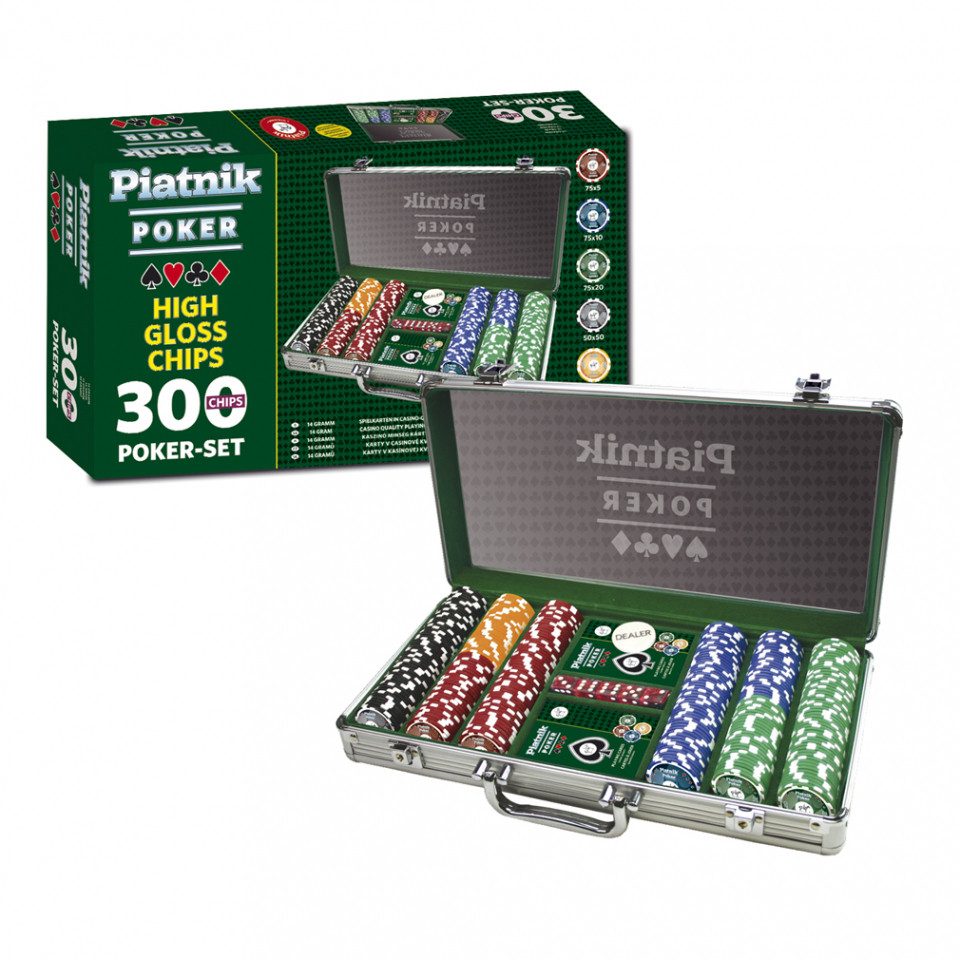 Piatnik Spiel, Piatnik Poker Set - mit 300 High Gloss Chips - im Alukoffer