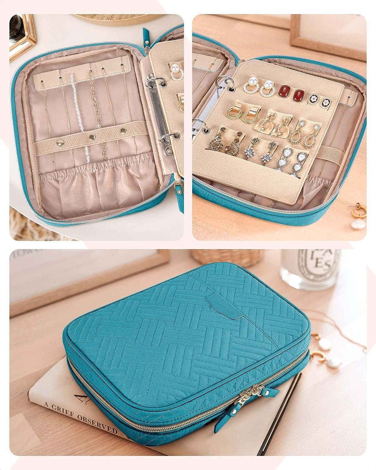 Blau Schmuckkasten Schmuck-Reise-Organizer, TUABUR transparent.