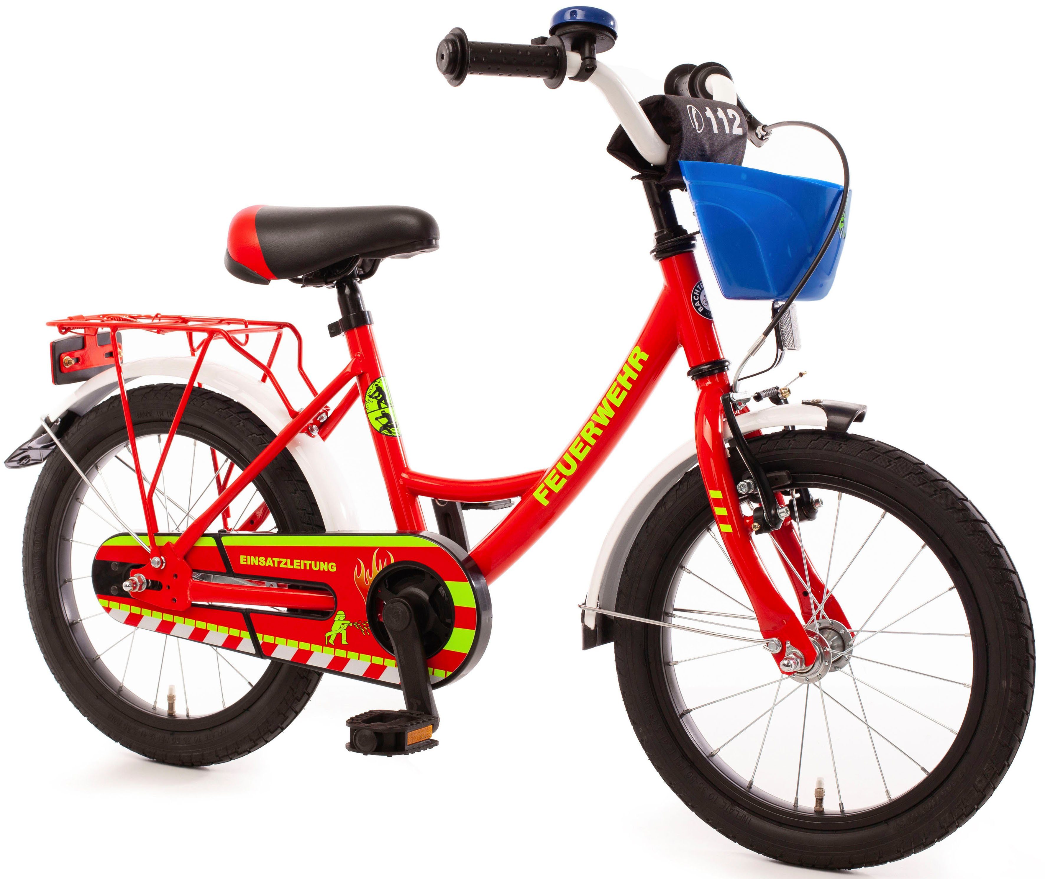 Bachtenkirch Kinderfahrrad 16" Feuerwehr, 1 Gang, ohne Schaltung