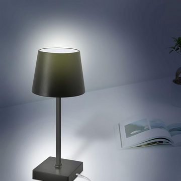 HAC24 Nachttischlampe 2x Tischleuchte mit Touchfunktion Nachttischlampe Schreibtischlampe, LED fest integriert, Warmweiß, Aufladbar, Schwarz, Dimmbar