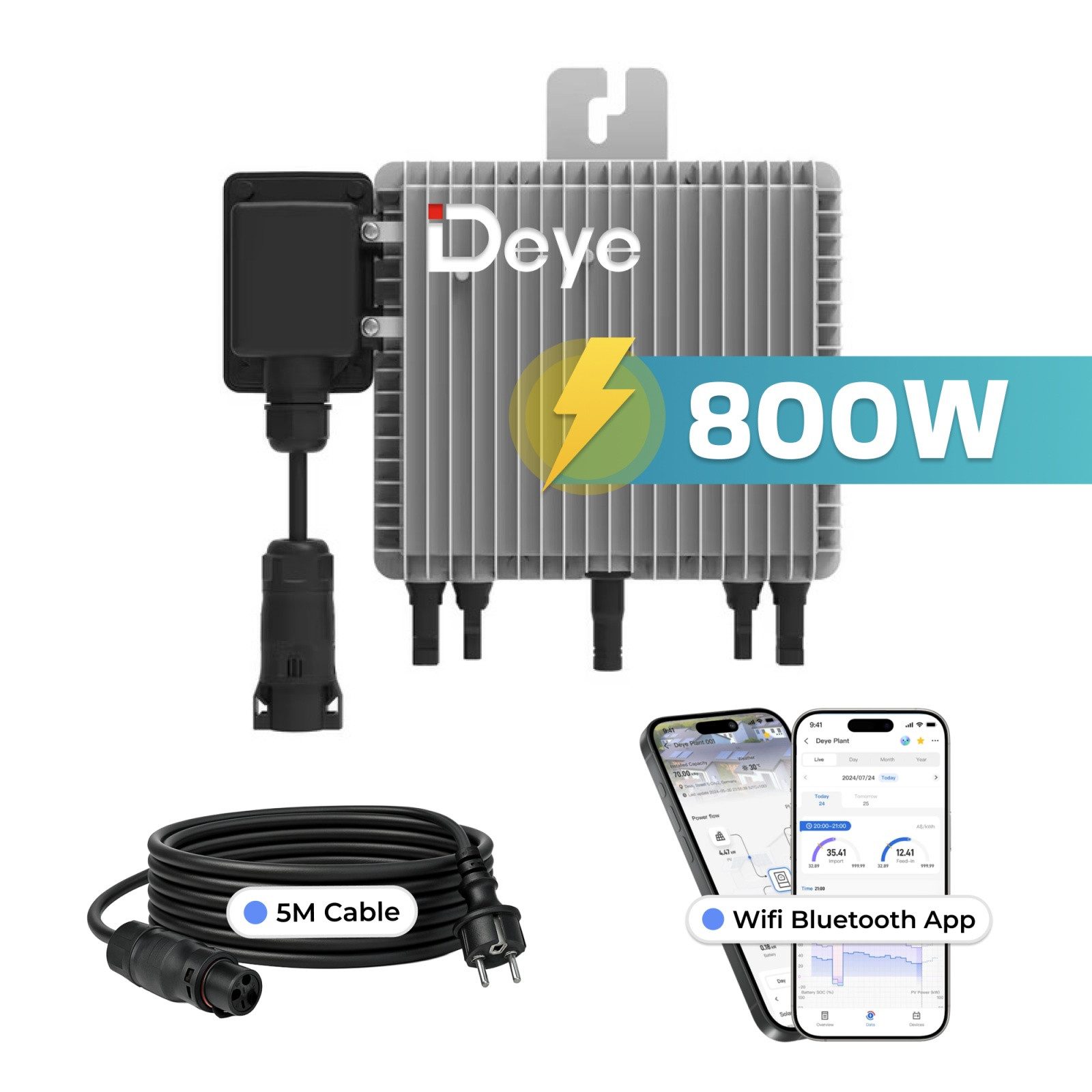SUNNIVA Balkonkraftwerk 1840W Deye mit 4,48 kWh Speicher Marstek B2500-D, (BIFAZIAL FULLBLACK komplett Steckdose, PV Solaranlage Komplettset mit Solarspeicher,  – Bild 4 von 5