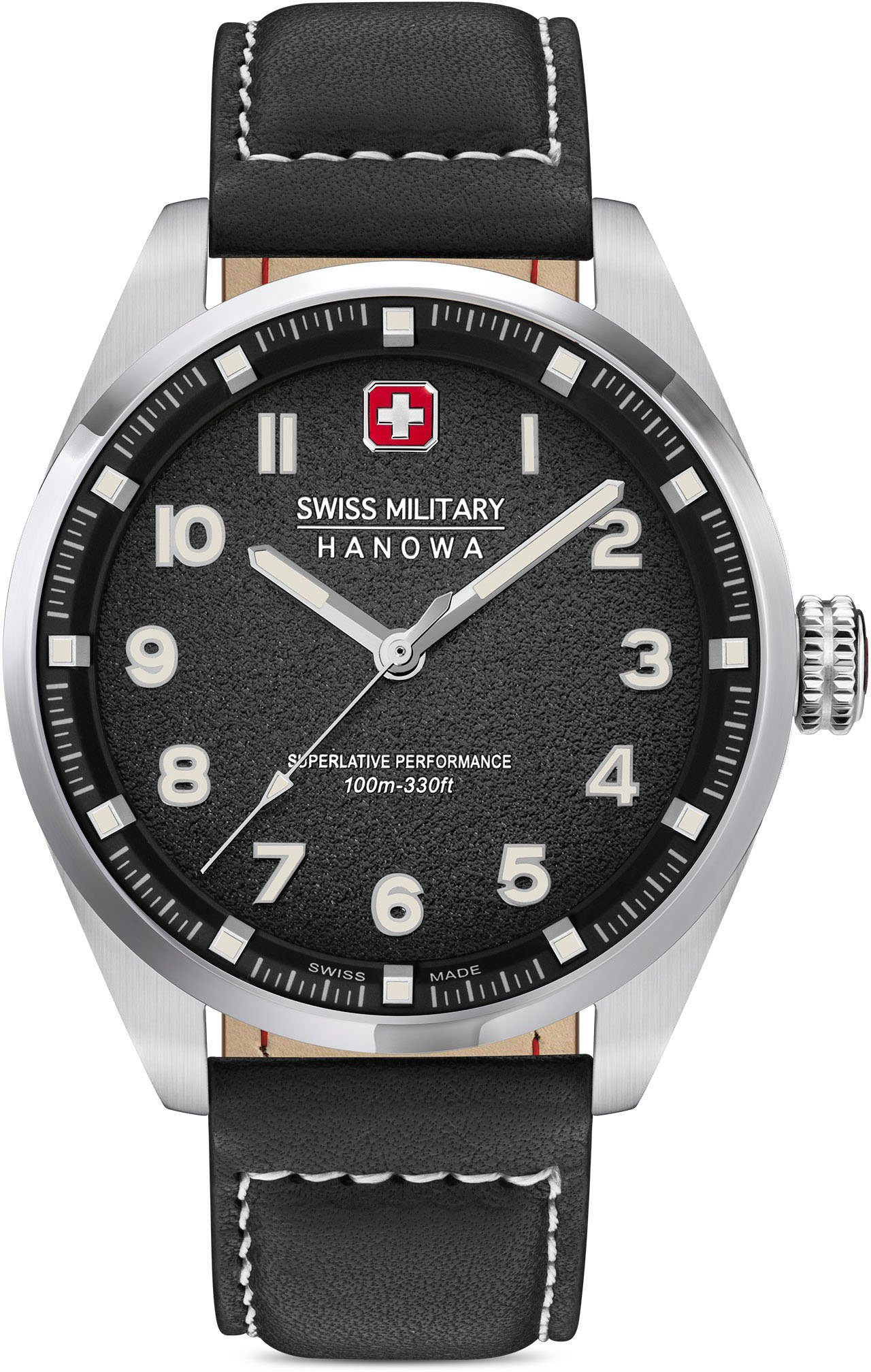 Swiss Military Hanowa Schweizer Schwarz Uhr GREYHOUND, SMWGA0001501