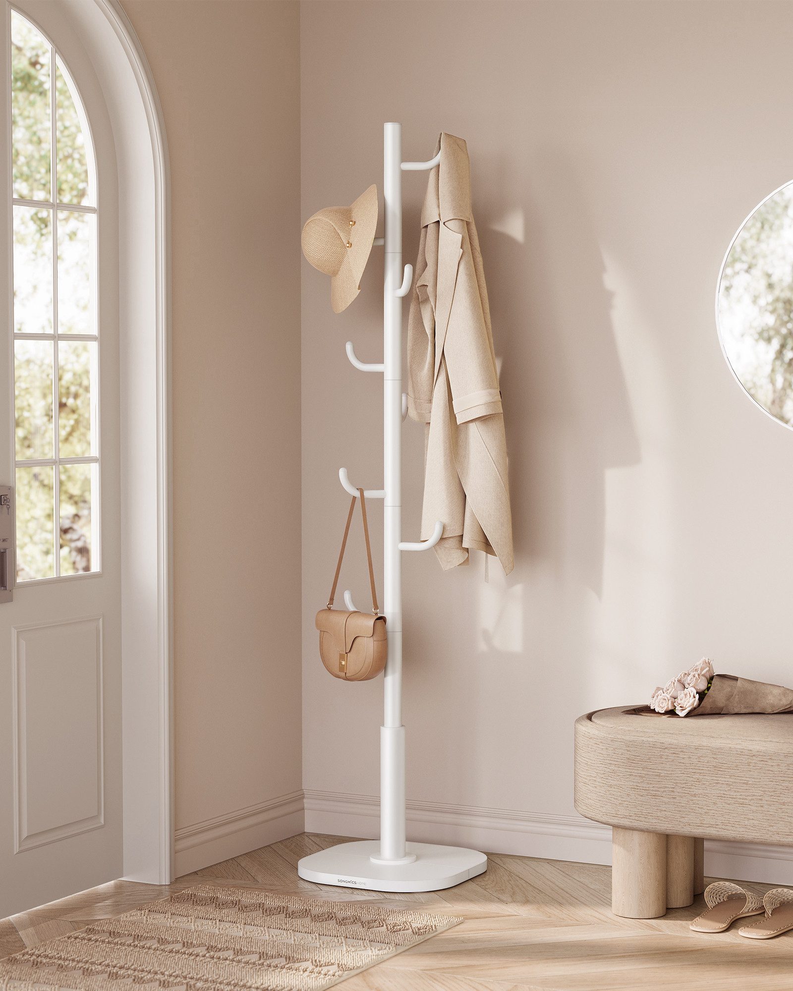 SONGMICS HOME Garderobenständer Garderobe, Wolkenweiß