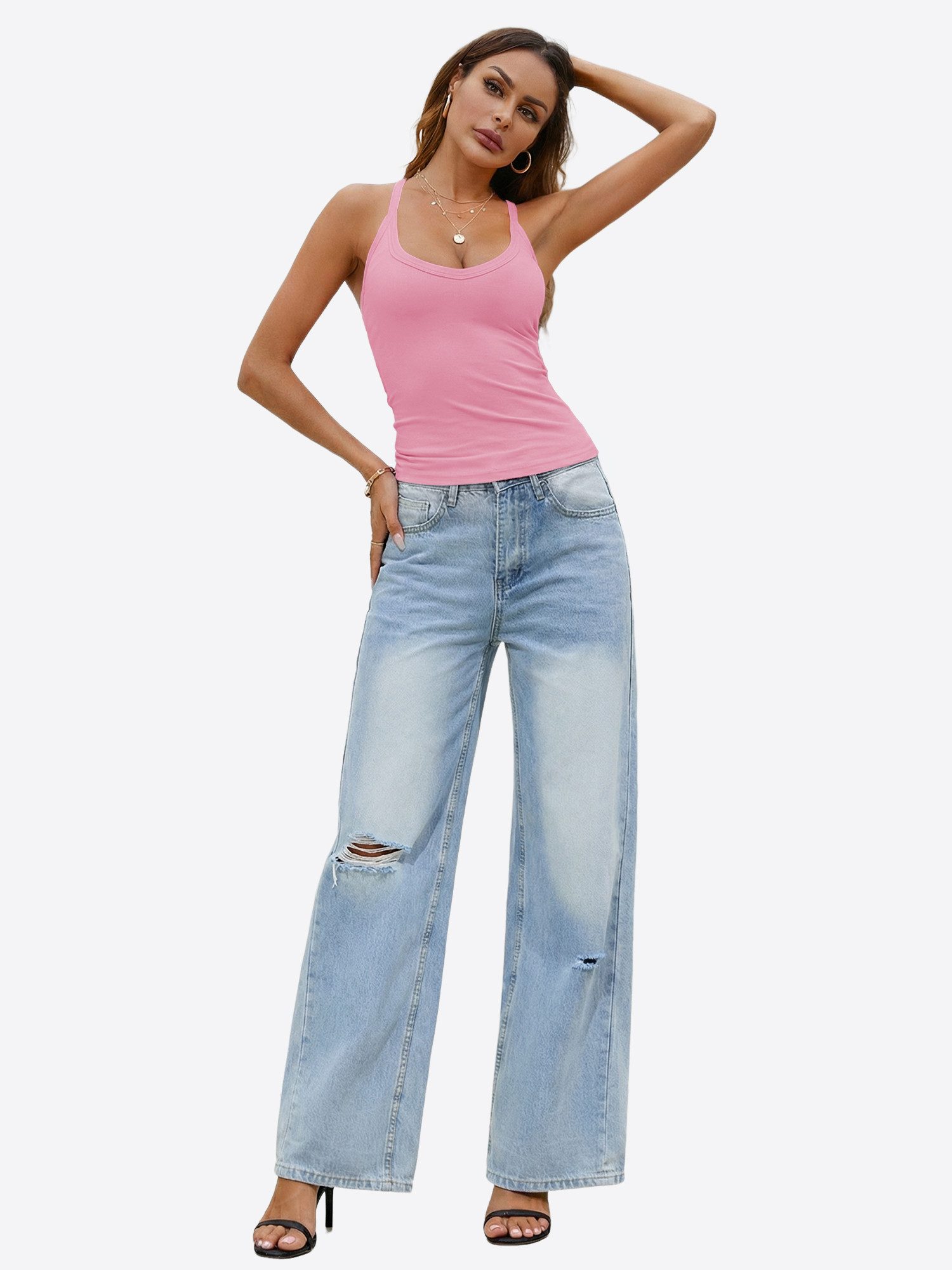 Imily Bela Trägertop Damen Elastisches Yoga Tanktop (Packung, 1-tlg., 1per-Pack) in Unifarbe