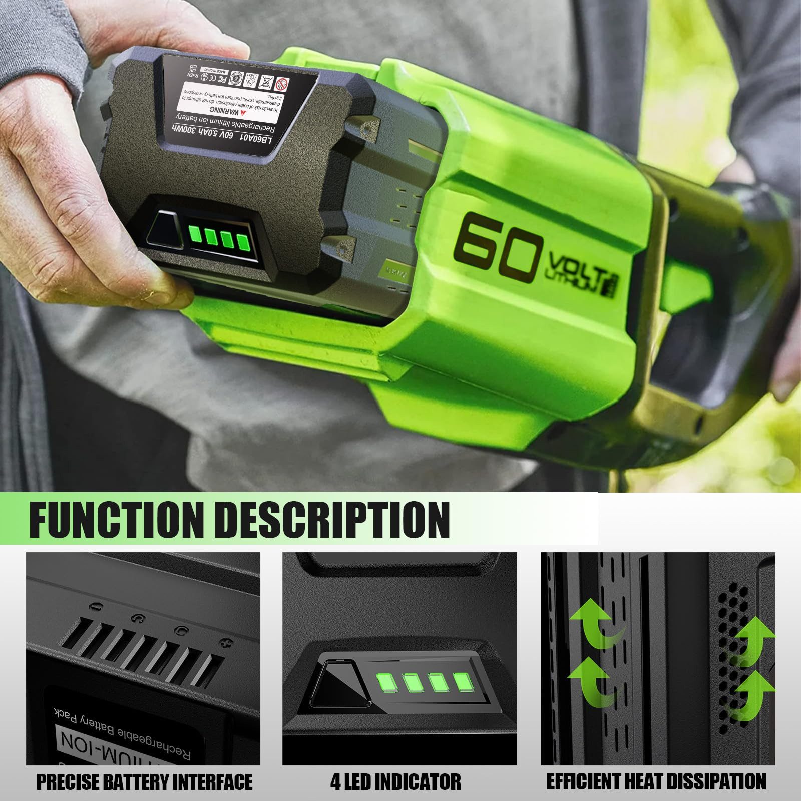 Greenworks Greenworks Akkusystem G60B2 Akku 60V 2Ah Li-Ion Batterie Akku-Set 2000 mAh (60 V V)