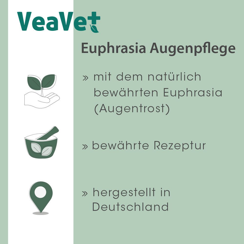 cdVet Tier-Hautpflegemittel VeaVet Euphrasia Augenpflege, bei gereizten und geröteten Augen mit Augentrost