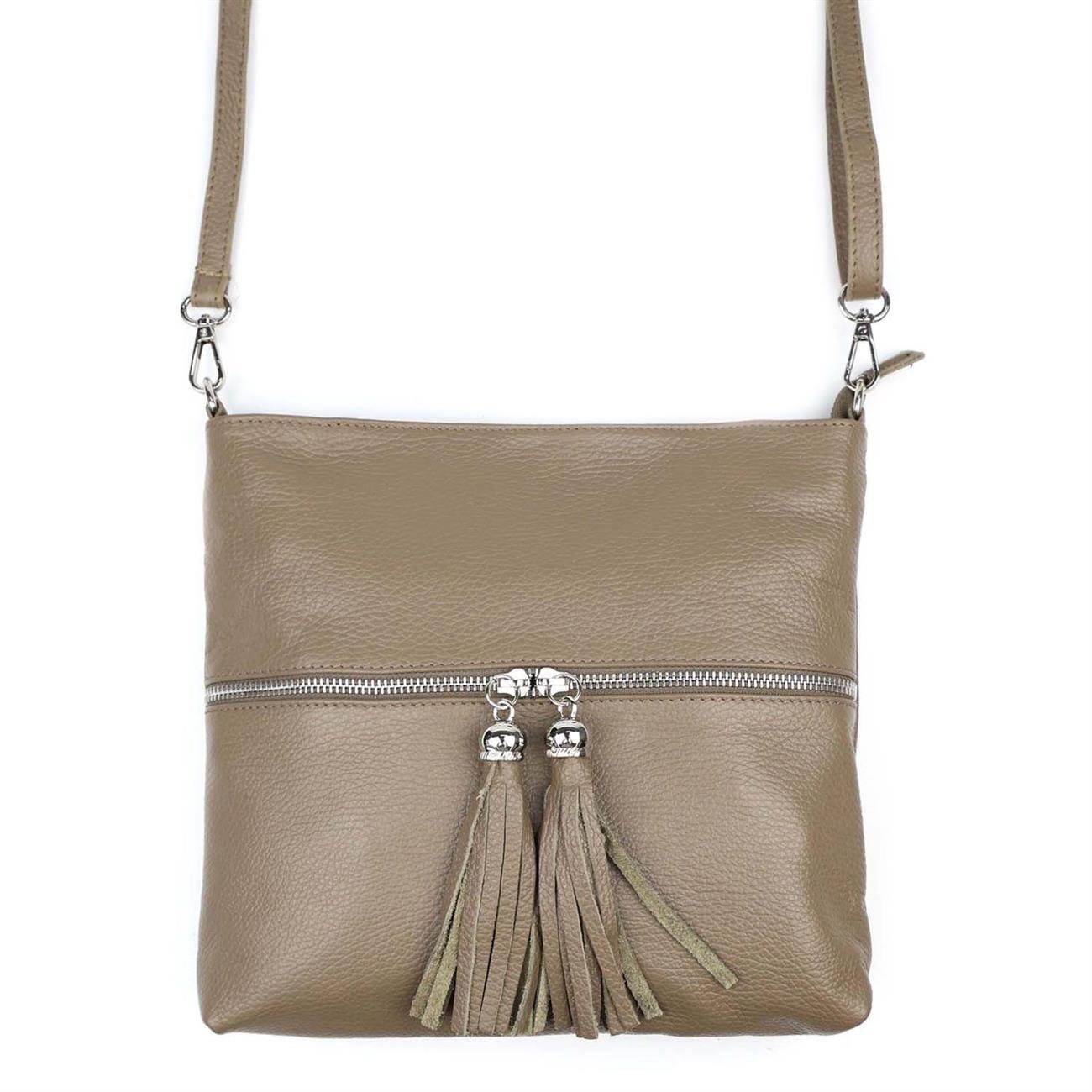 Schultertasche Made in Italy Damen Leder Tasche Crossbody