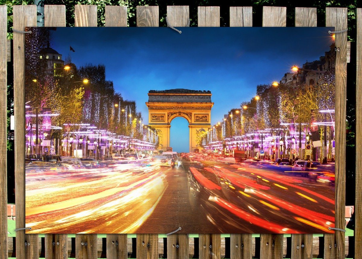 Thumbnail - Wallario Sichtschutzzaunmatten Arc de triomphe in Paris bei Nacht