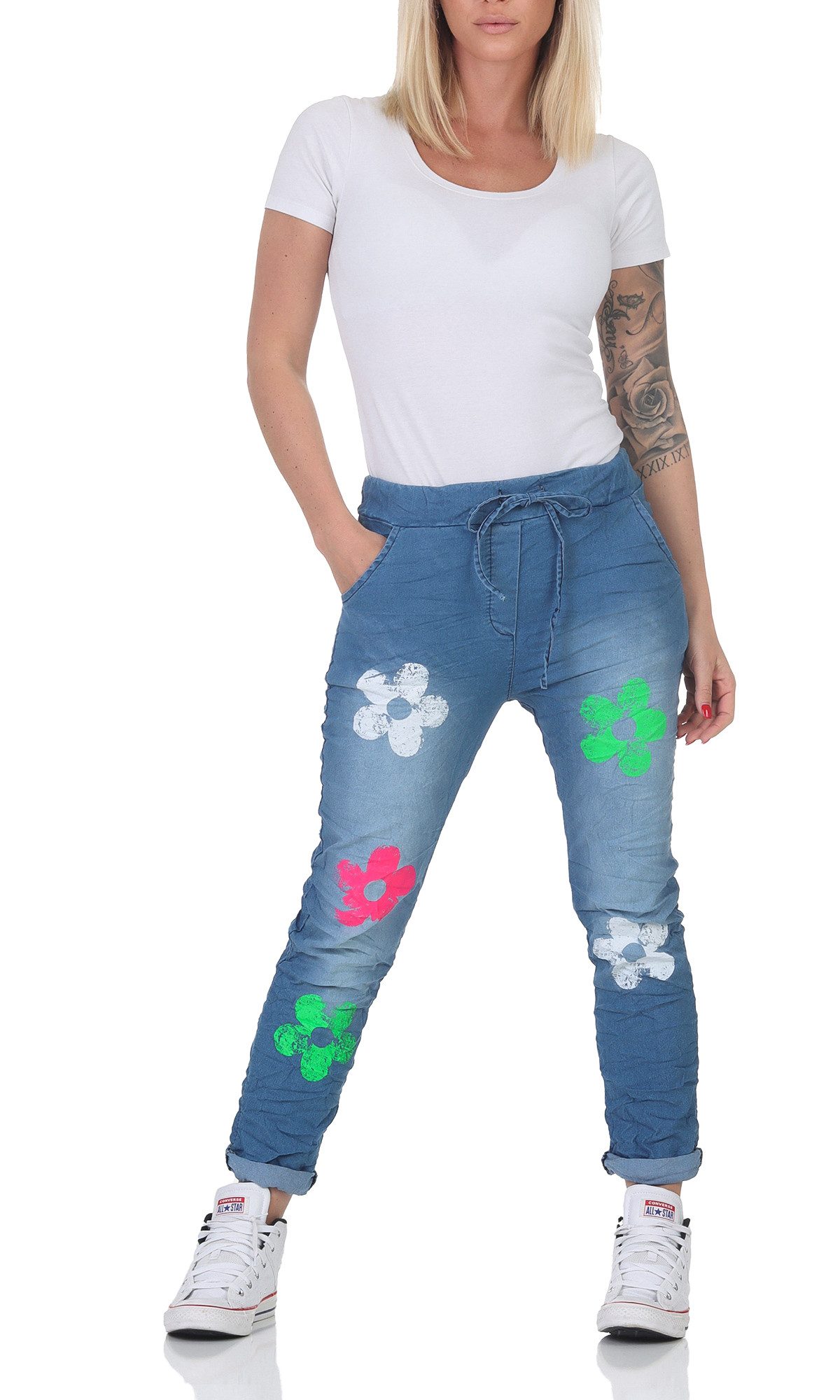 simaranda Sweatpants Damen Jogginghose Jeans 21347 34-38 Mittelblau dehnbar günstig online kaufen