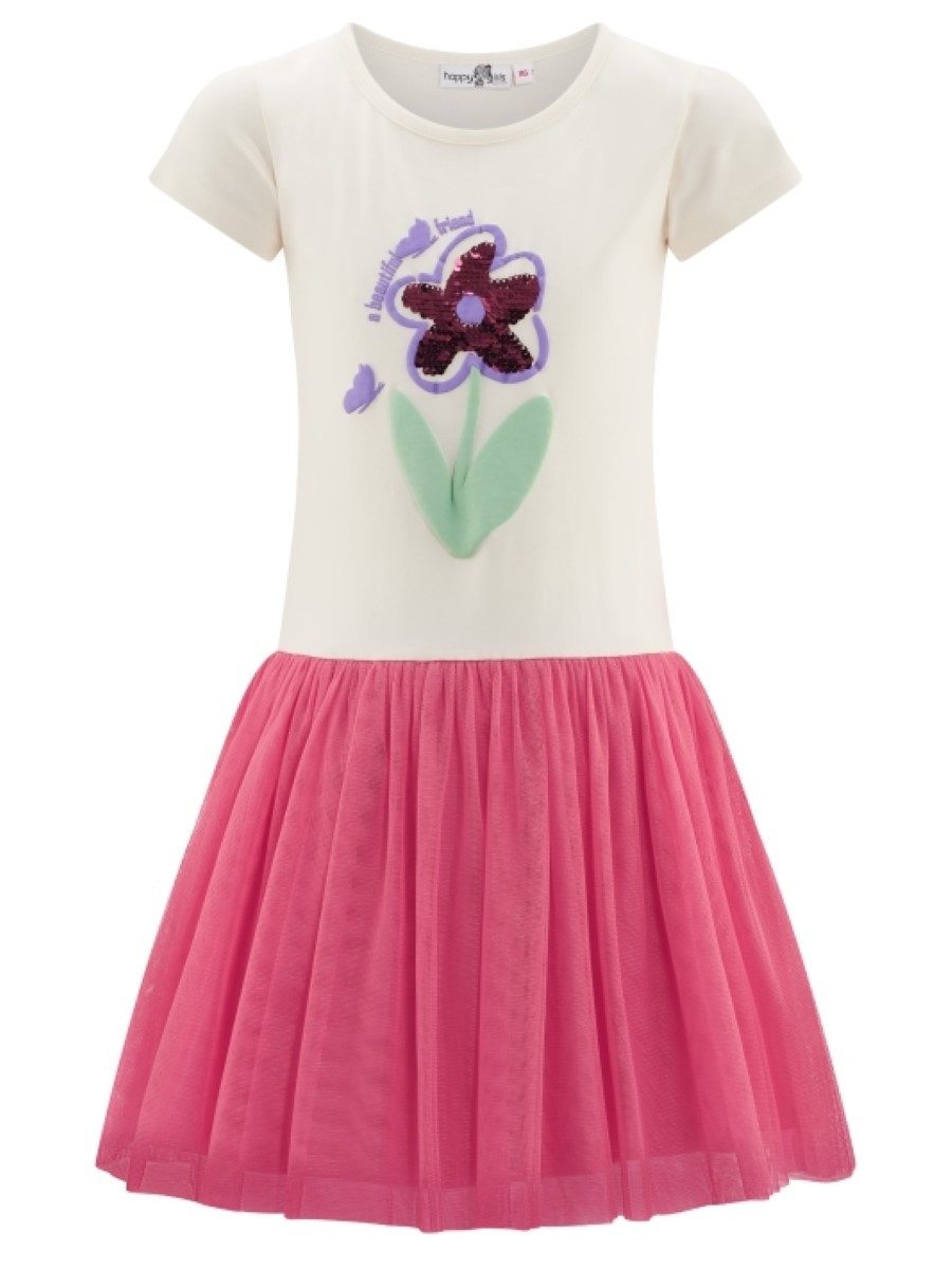 happy girls Jerseykleid Sommerkleid Blume Pailletten Tüllrock (1-tlg) Tüllrock von happy girls