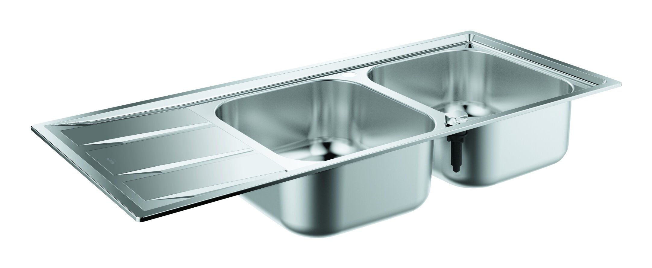 Grohe Küchenspüle K400, 50/116 cm, Doppel-Einbauspüle mit Abtropffläche 1160 x 500 mm