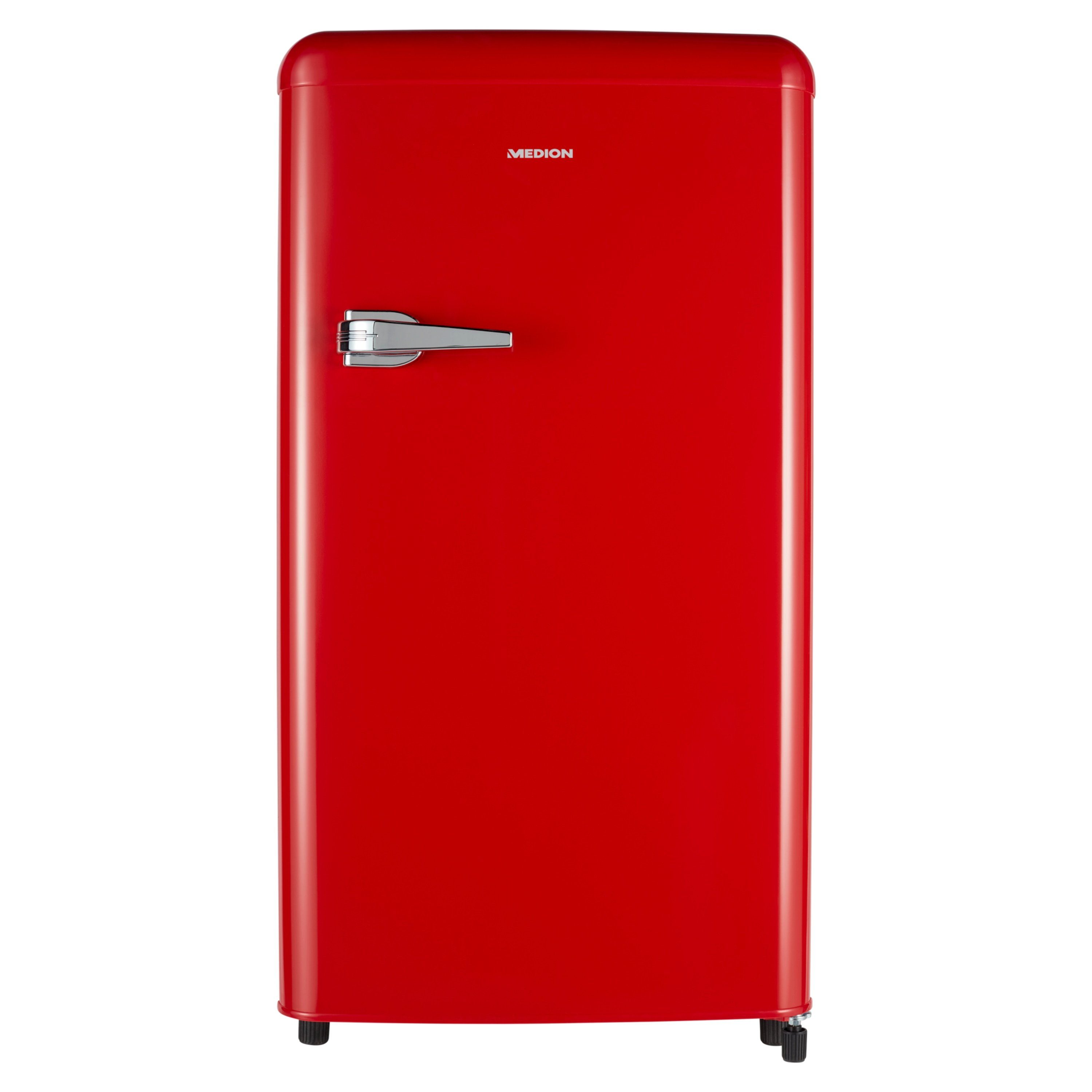 Medion® Kühlschrank MD 37293, 90.5 cm hoch, 48 cm breit, Retro 94L 54cm  107kWh 38dB N/ST freistehend F in rot
