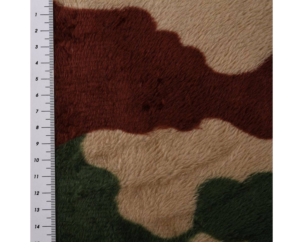 Thumbnail - SCHÖNER LEBEN. Stoff Wellness Fleece Camouflage grün braun 1,5m Breite