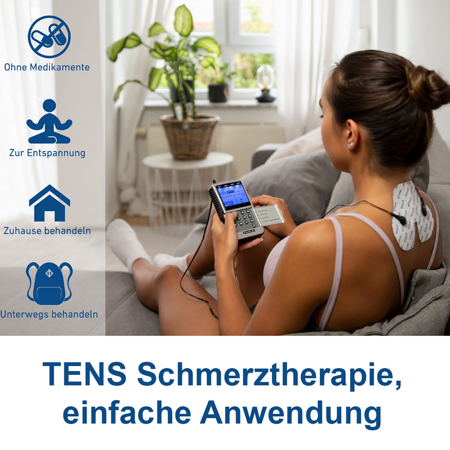 Axion TENS-EMS-Gerät 4 Kanal STIM-PRO X9+ TENS Gerät, TENS Schmerztherapiegerät, (Spar-Set), MEDIZINPRODUKT, EMS Muskelaufbau, Massagegerät, Beckenbodentraining