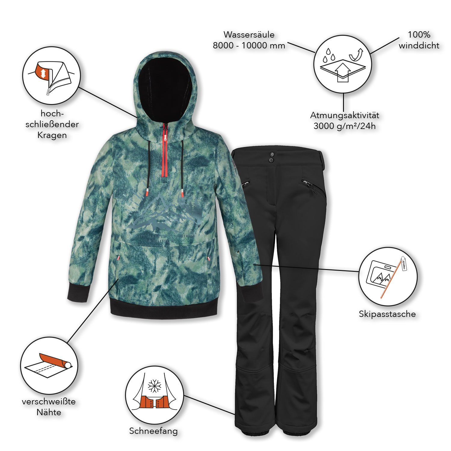Killtec Skianzug Damen Softshell Hoodie halfzip Stretch Hosen Ski Alpin Kom günstig online kaufen